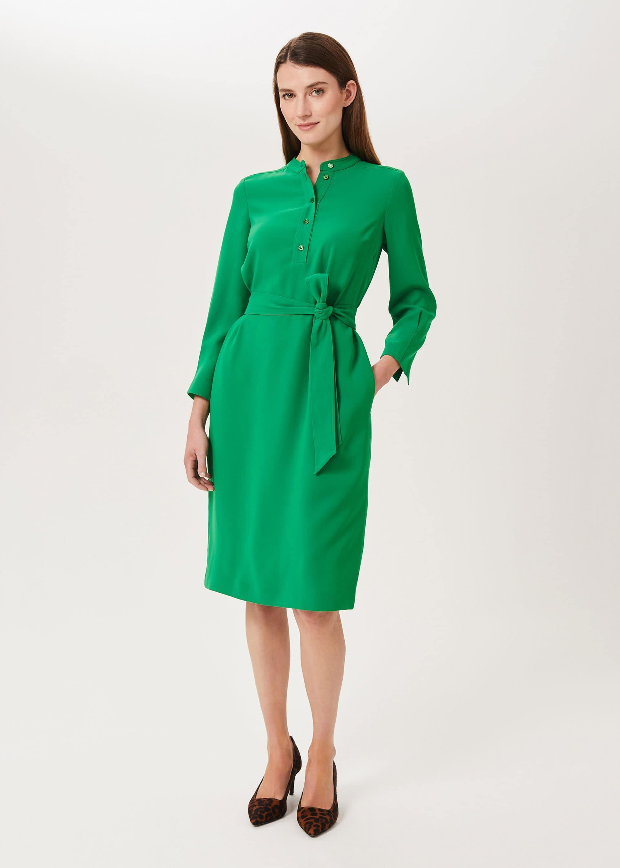 Clara Belted Dress, Apple Green, hi-res