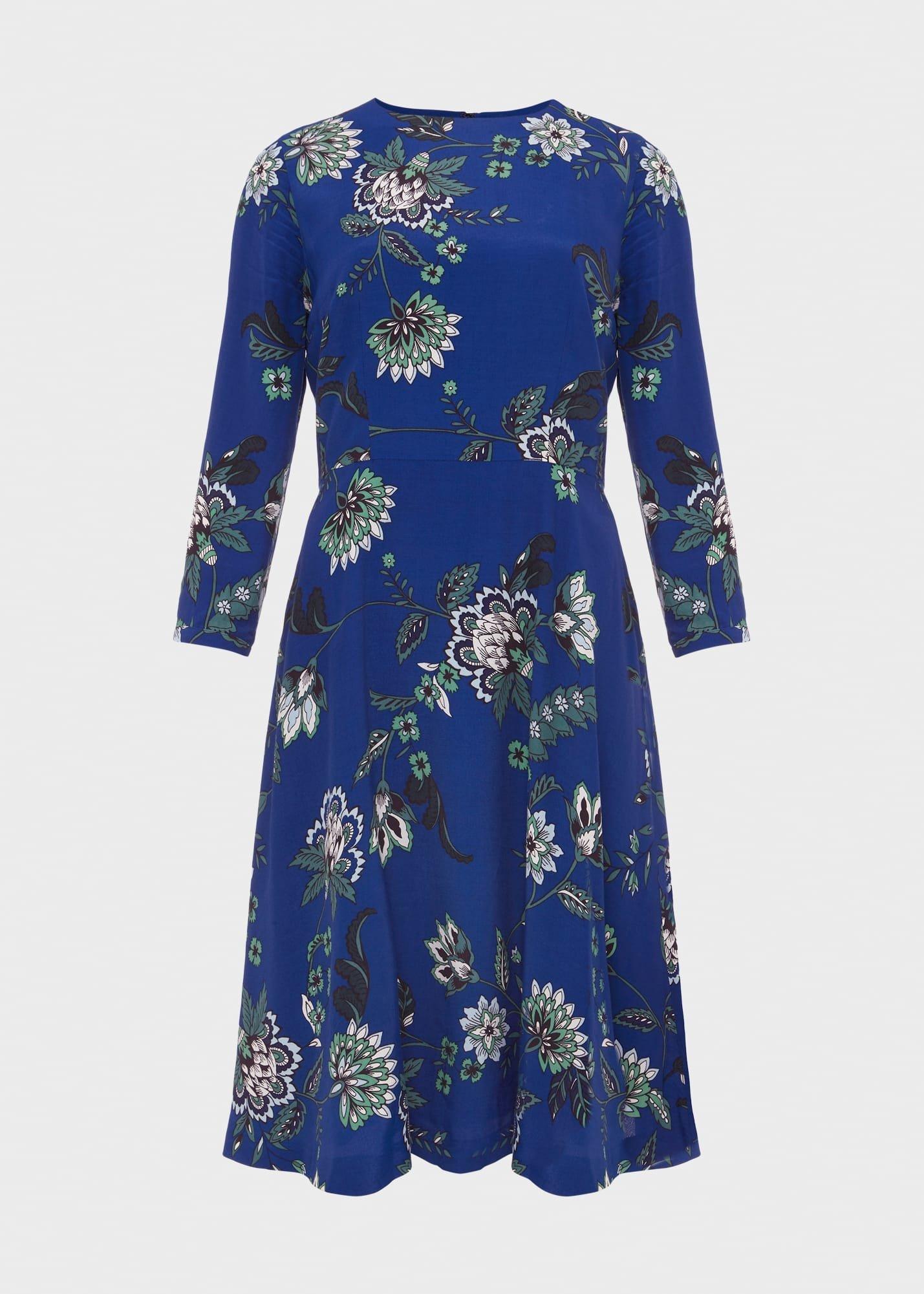 Marietta Floral Dress, Azure Apple Grn, hi-res