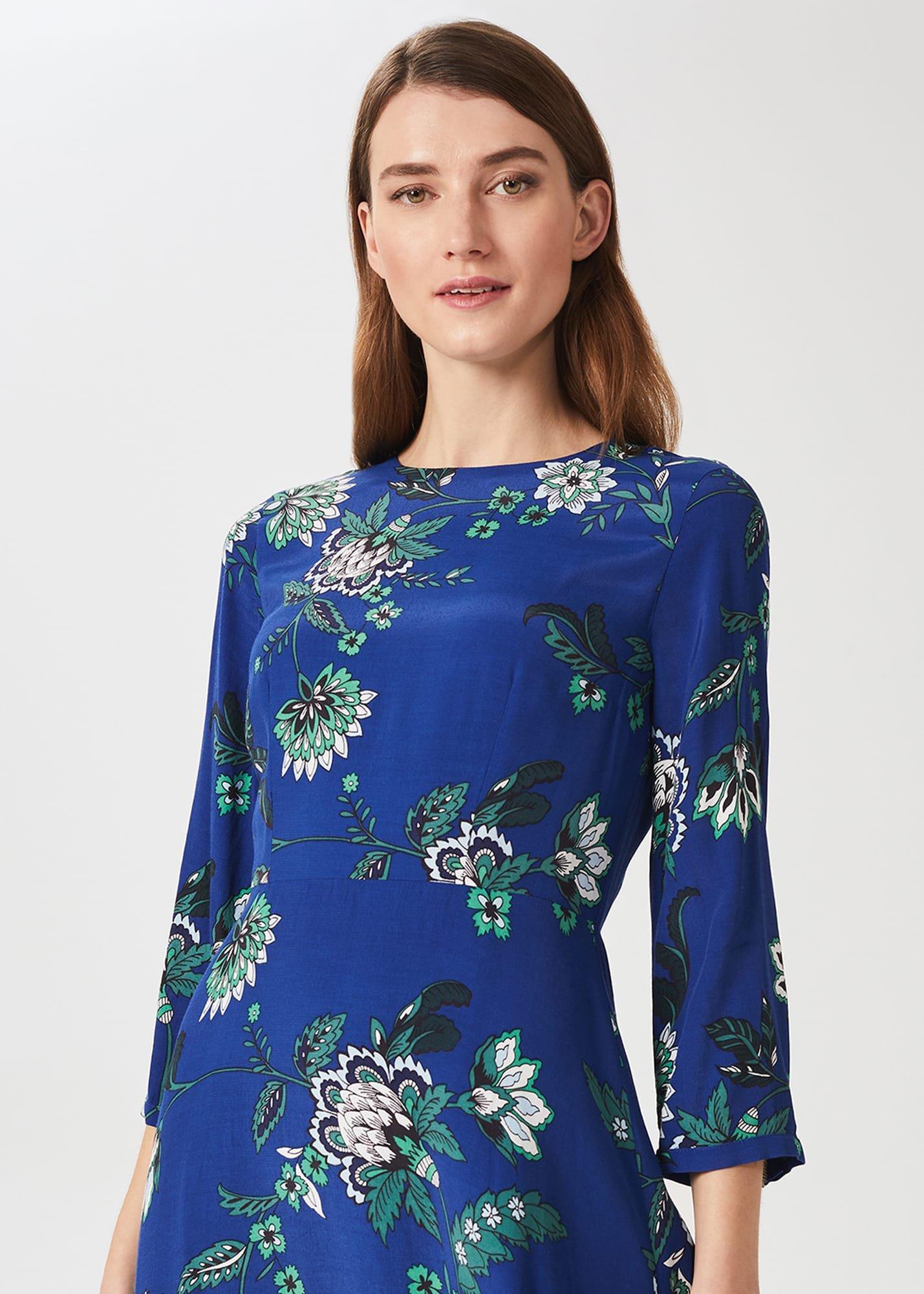 Marietta Floral Dress, Azure Apple Grn, hi-res