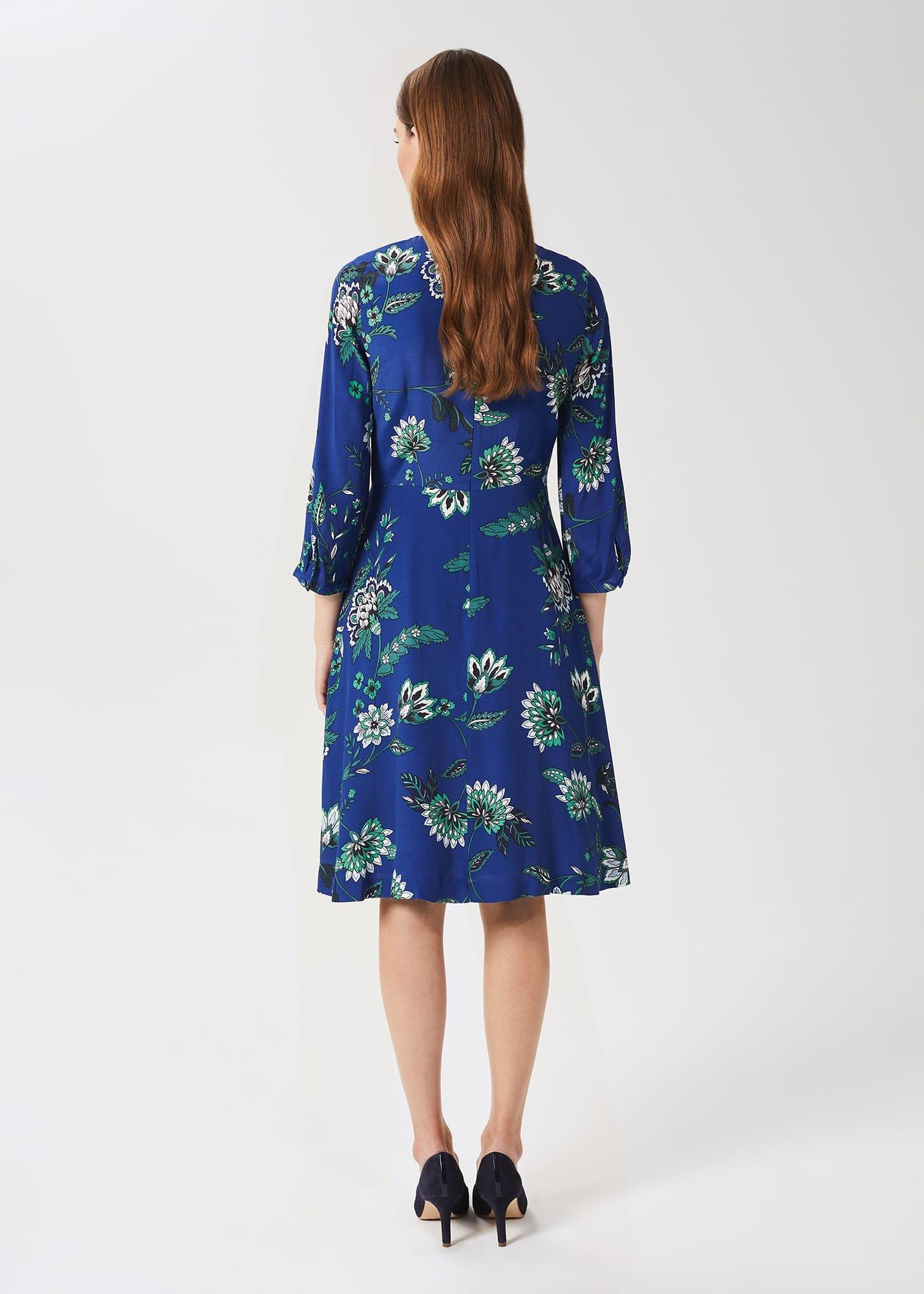Marietta Floral Dress, Azure Apple Grn, hi-res