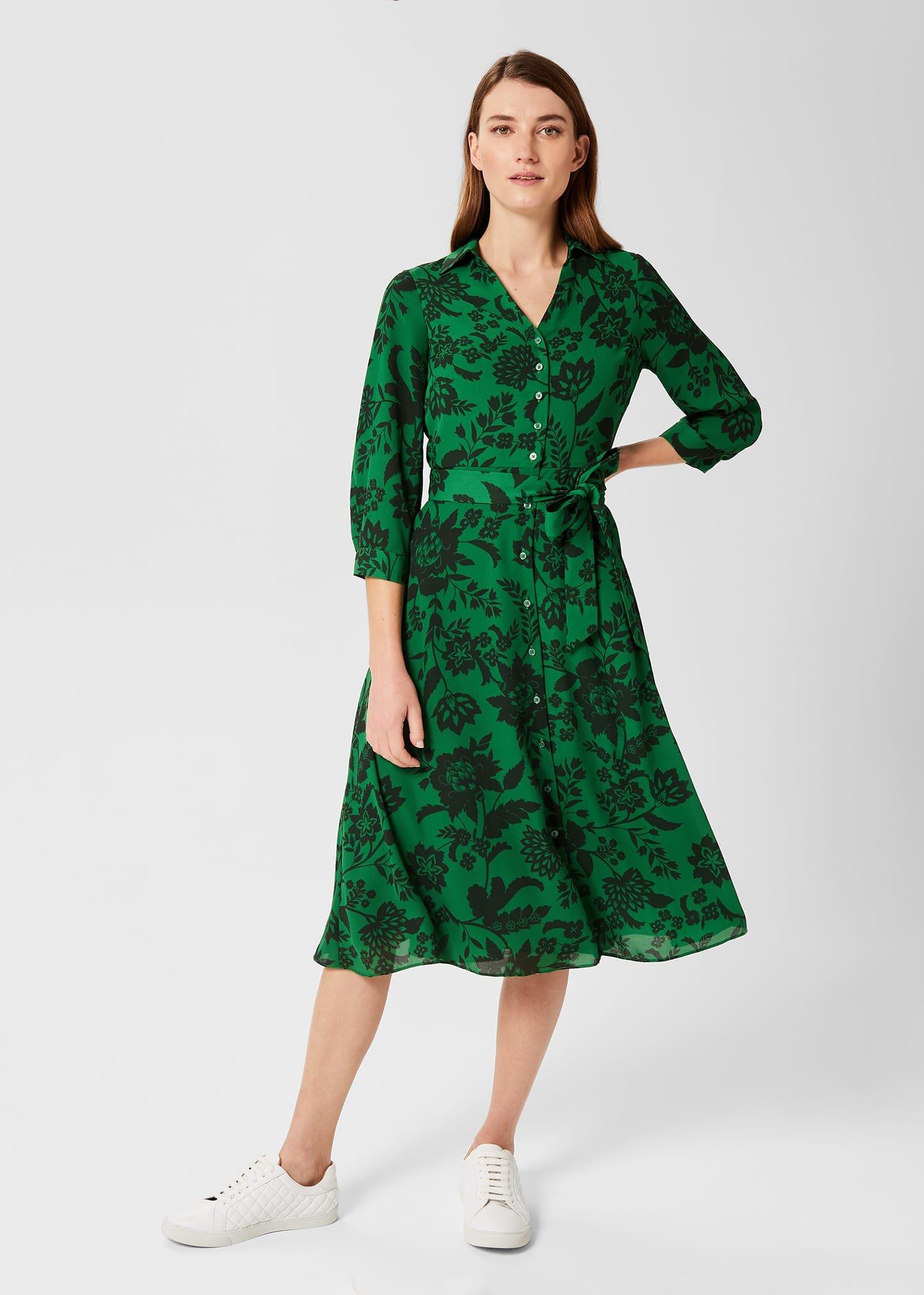 Dalia Floral Fit And Flare Dress, Apple Artichoke, hi-res