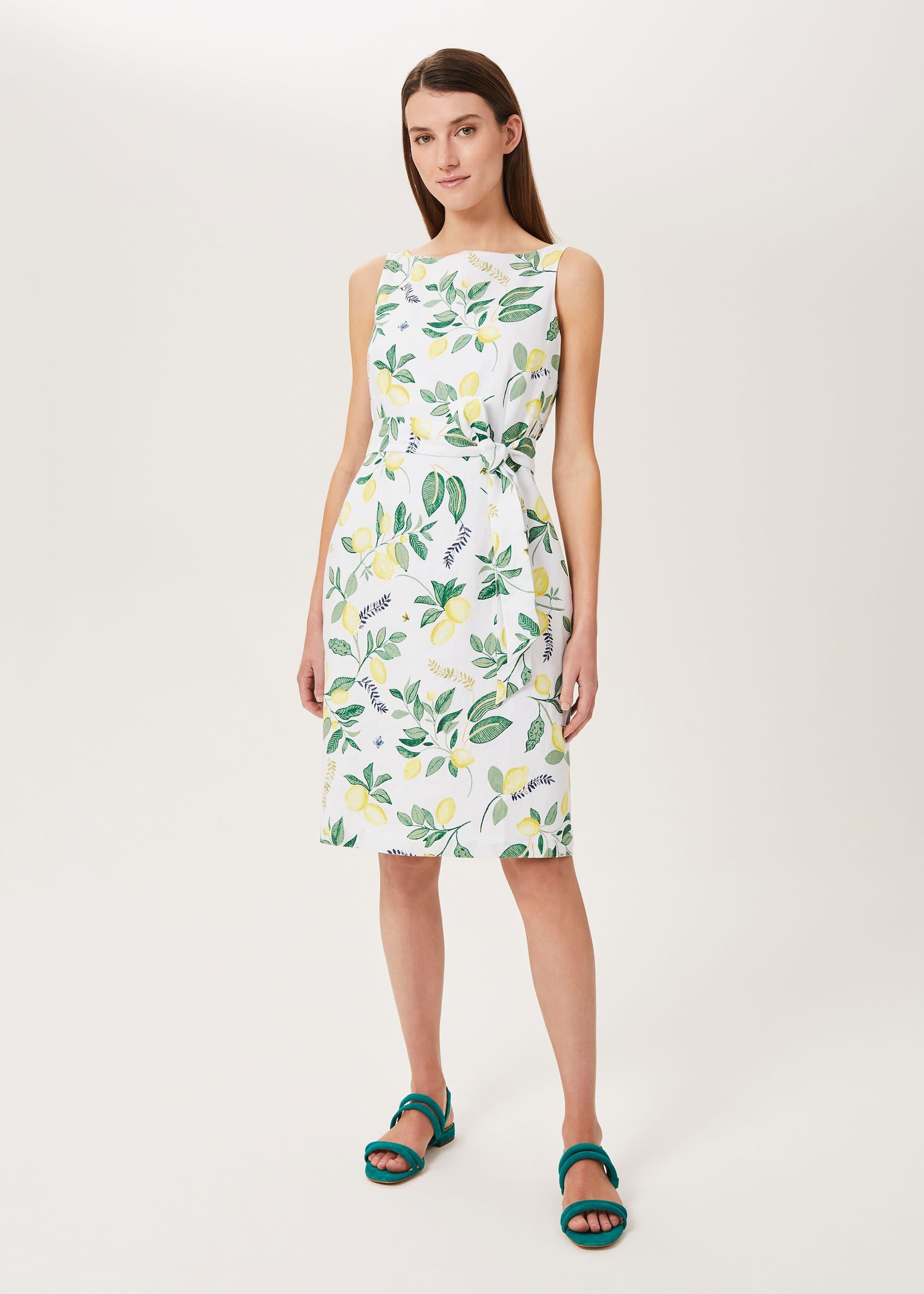 Jaci Linen Dress, White Multi, hi-res