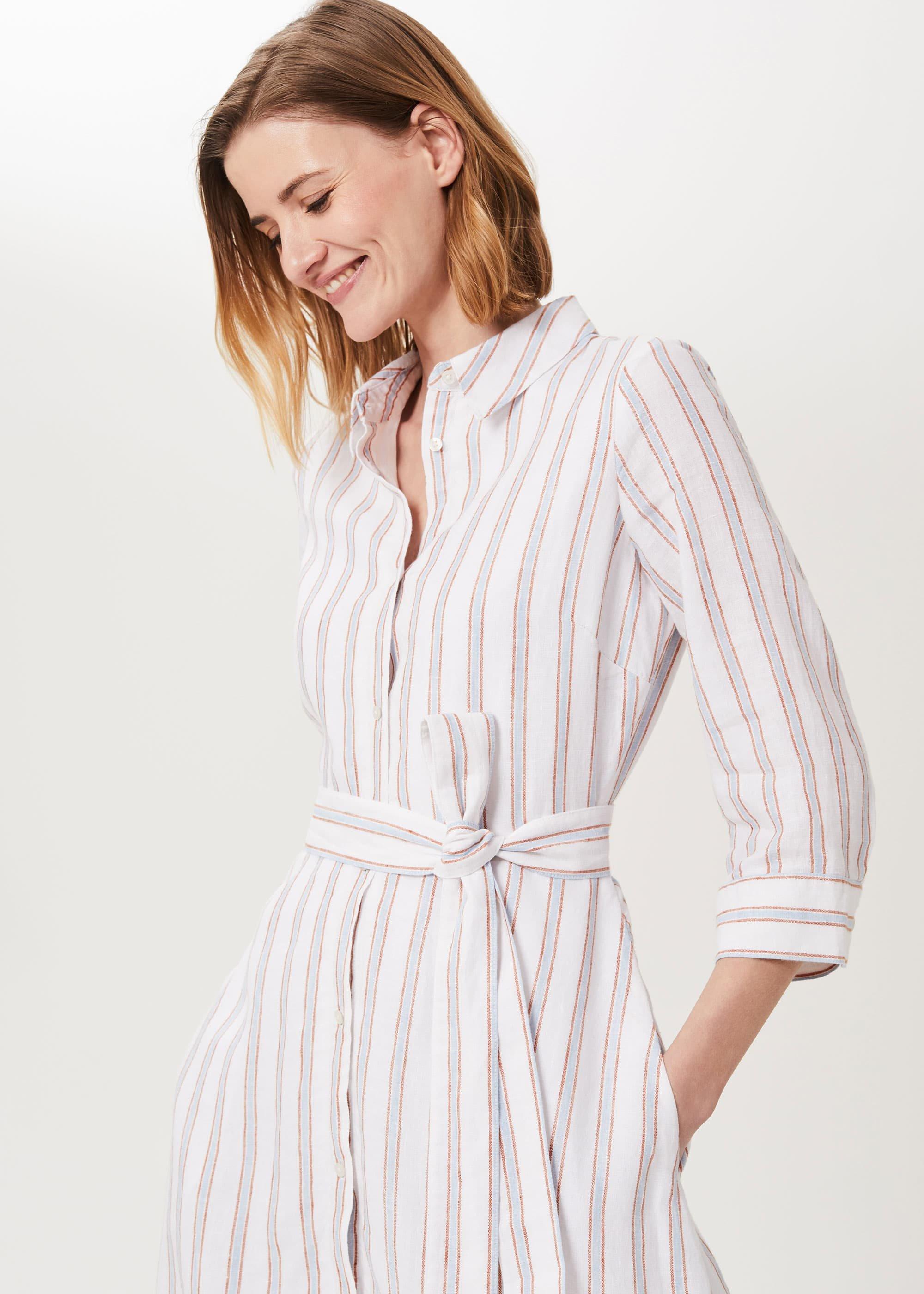 Ciara Linen Dress, Ivory Multi, hi-res