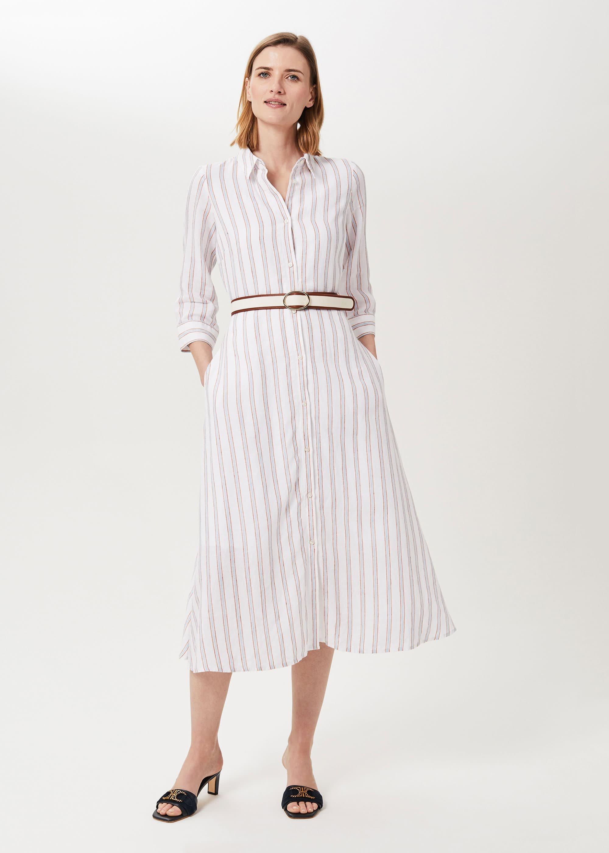 Ciara Linen Dress, Ivory Multi, hi-res