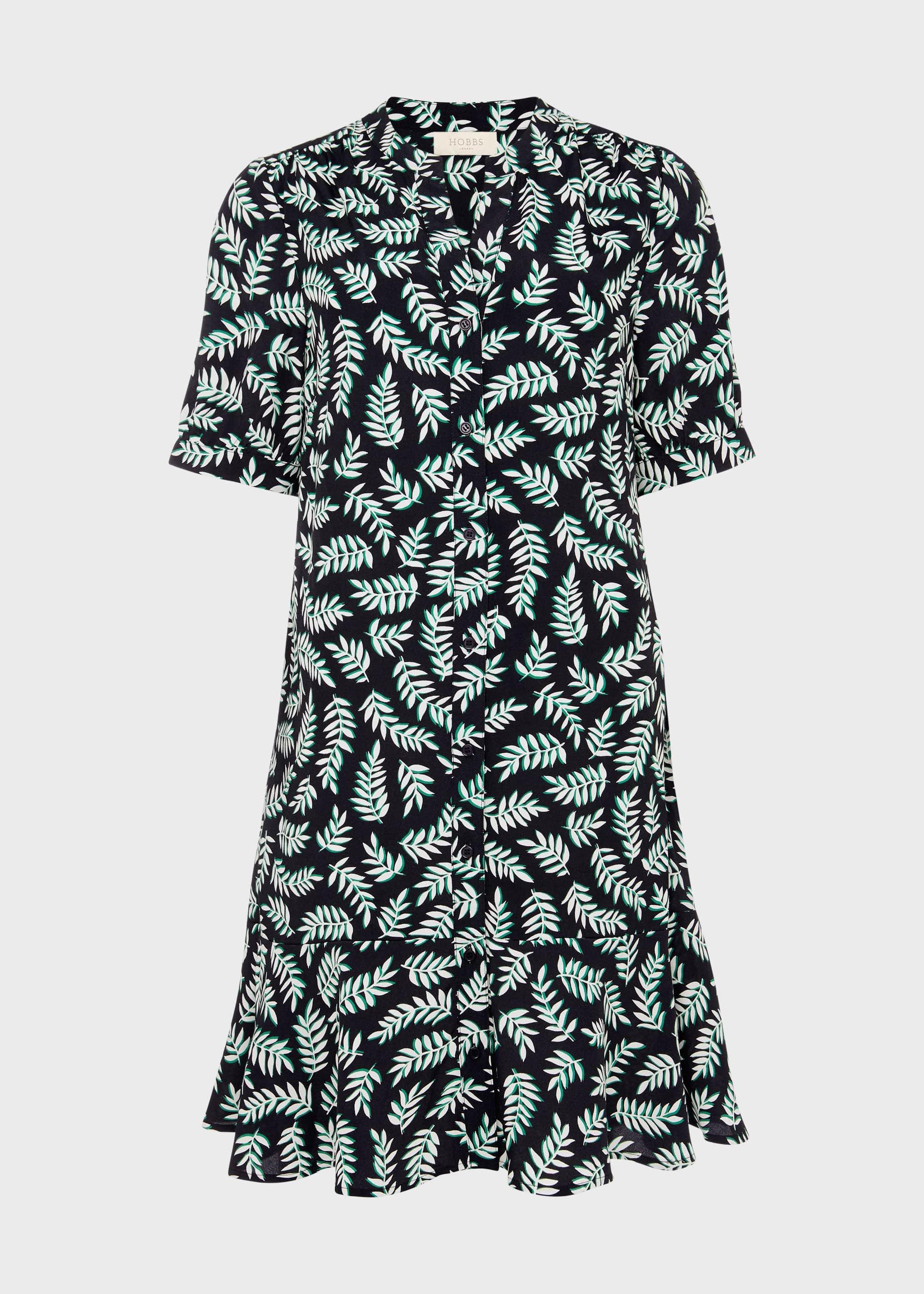 Tabitha Printed Dress, Navy Green Ivry, hi-res