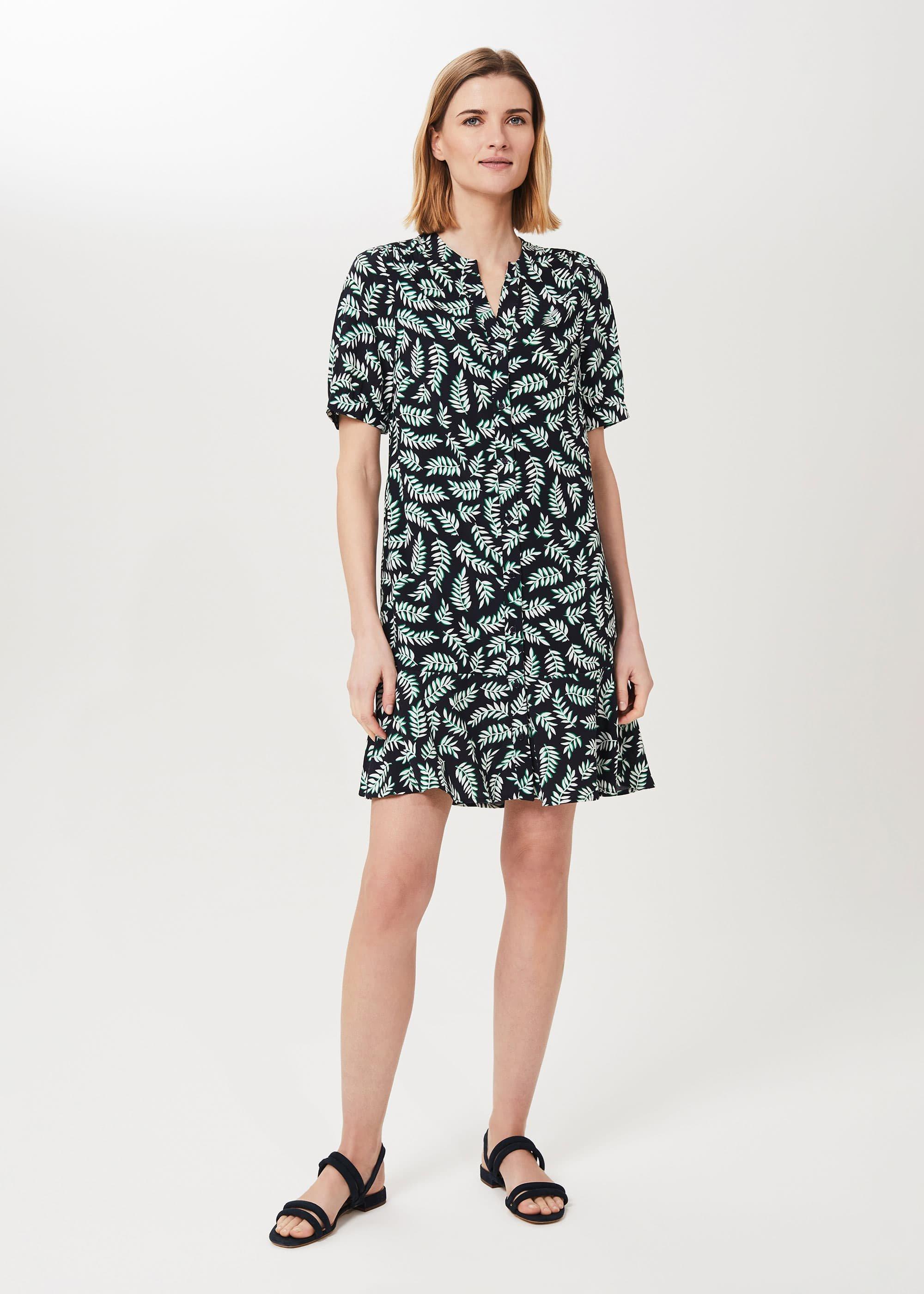 Tabitha Printed Dress, Navy Green Ivry, hi-res