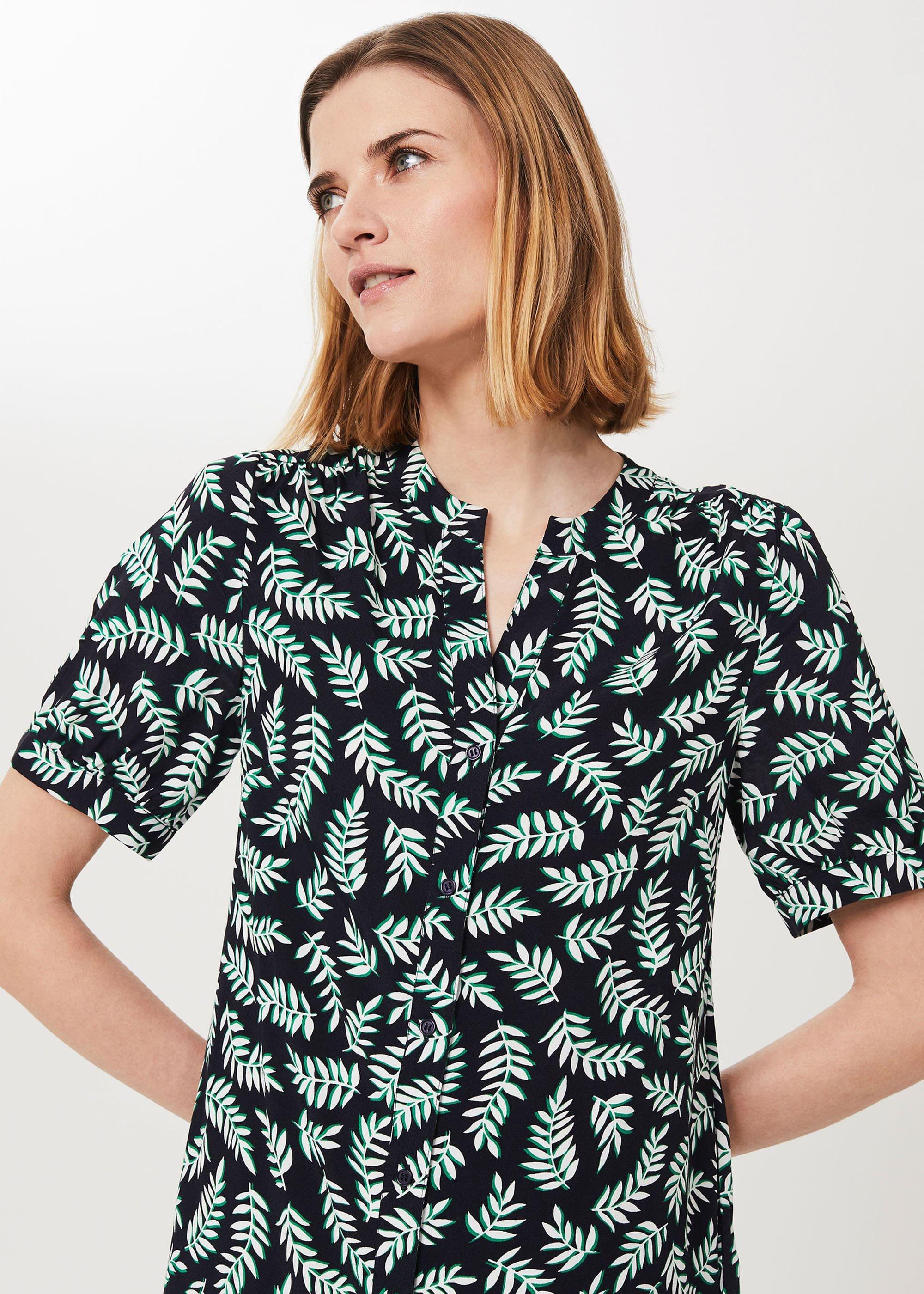 Tabitha Printed Dress, Navy Green Ivry, hi-res