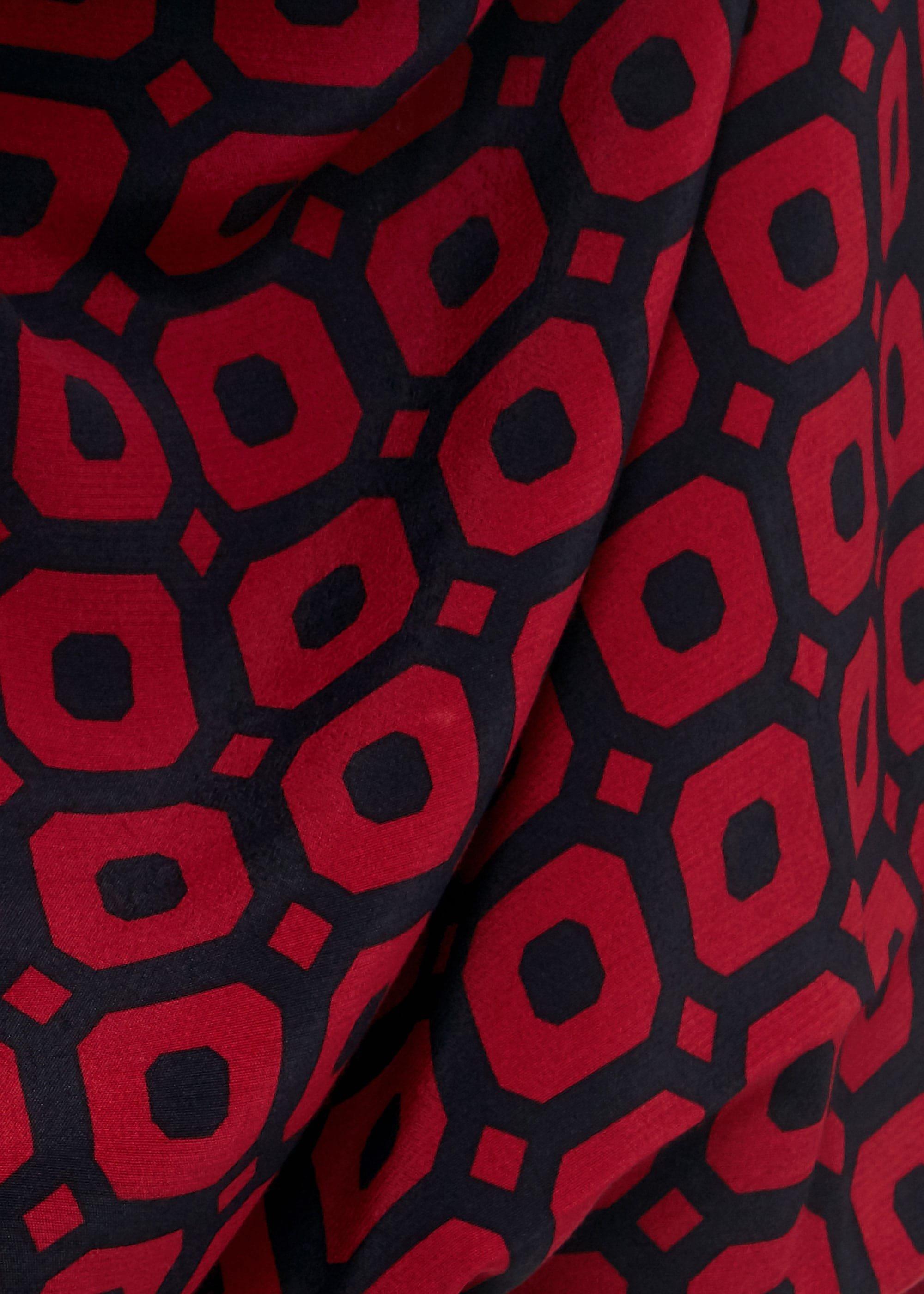 Marcia Geo Crew Neck Blouse, Red Navy, hi-res