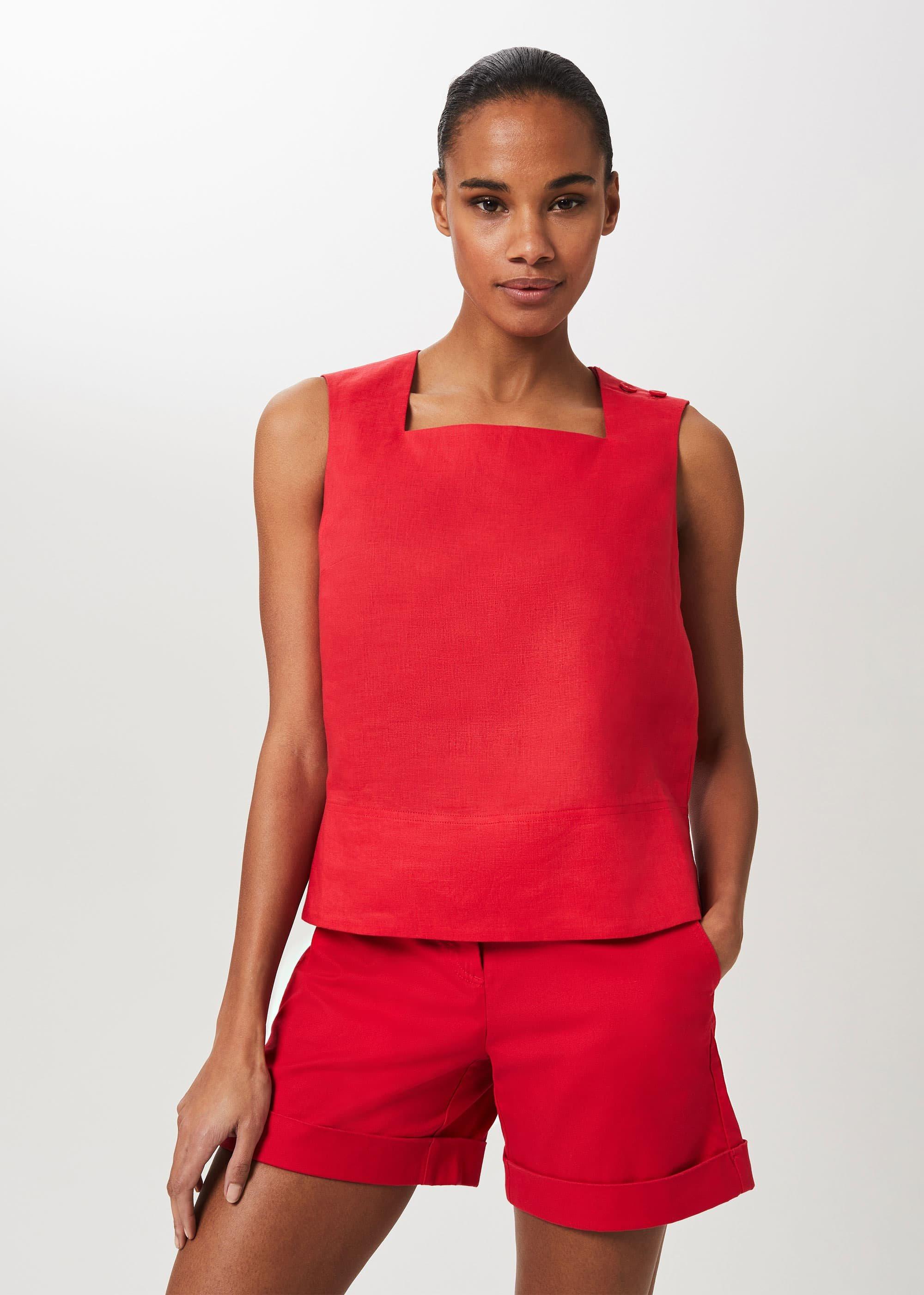 Catriona Linen Square Neck Top