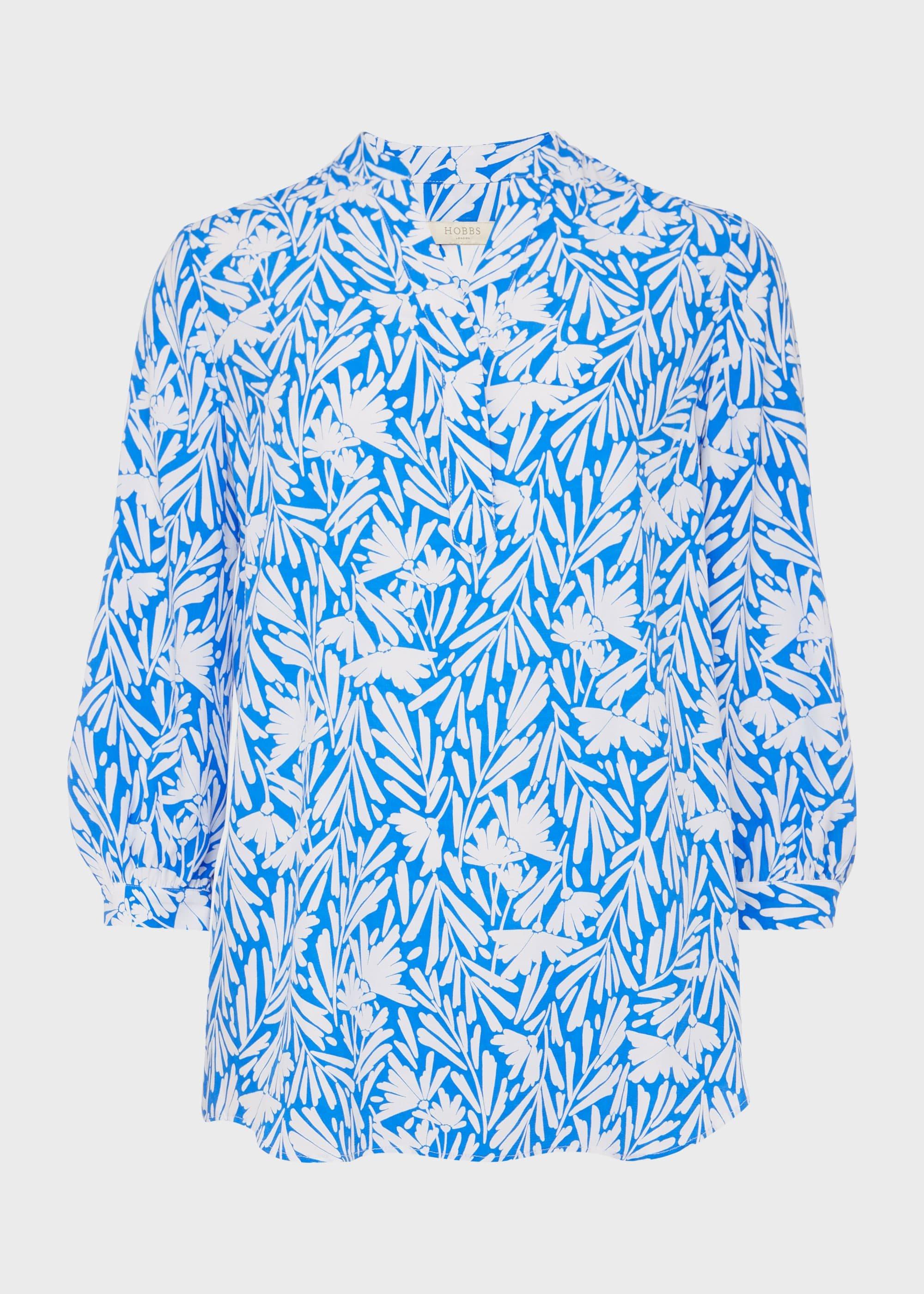 Essie Printed Blouse, Azure White, hi-res