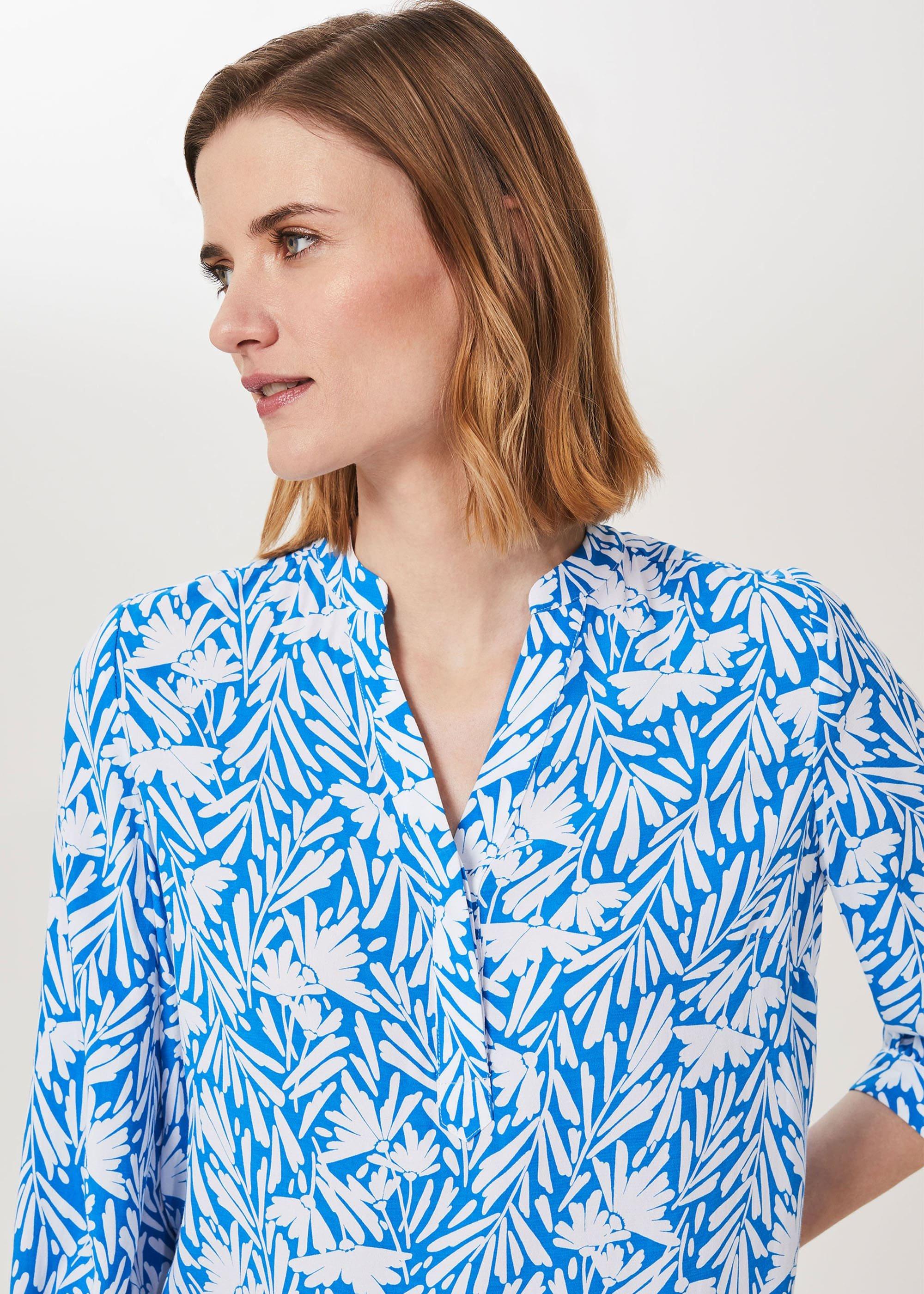 Essie Printed Blouse, Azure White, hi-res