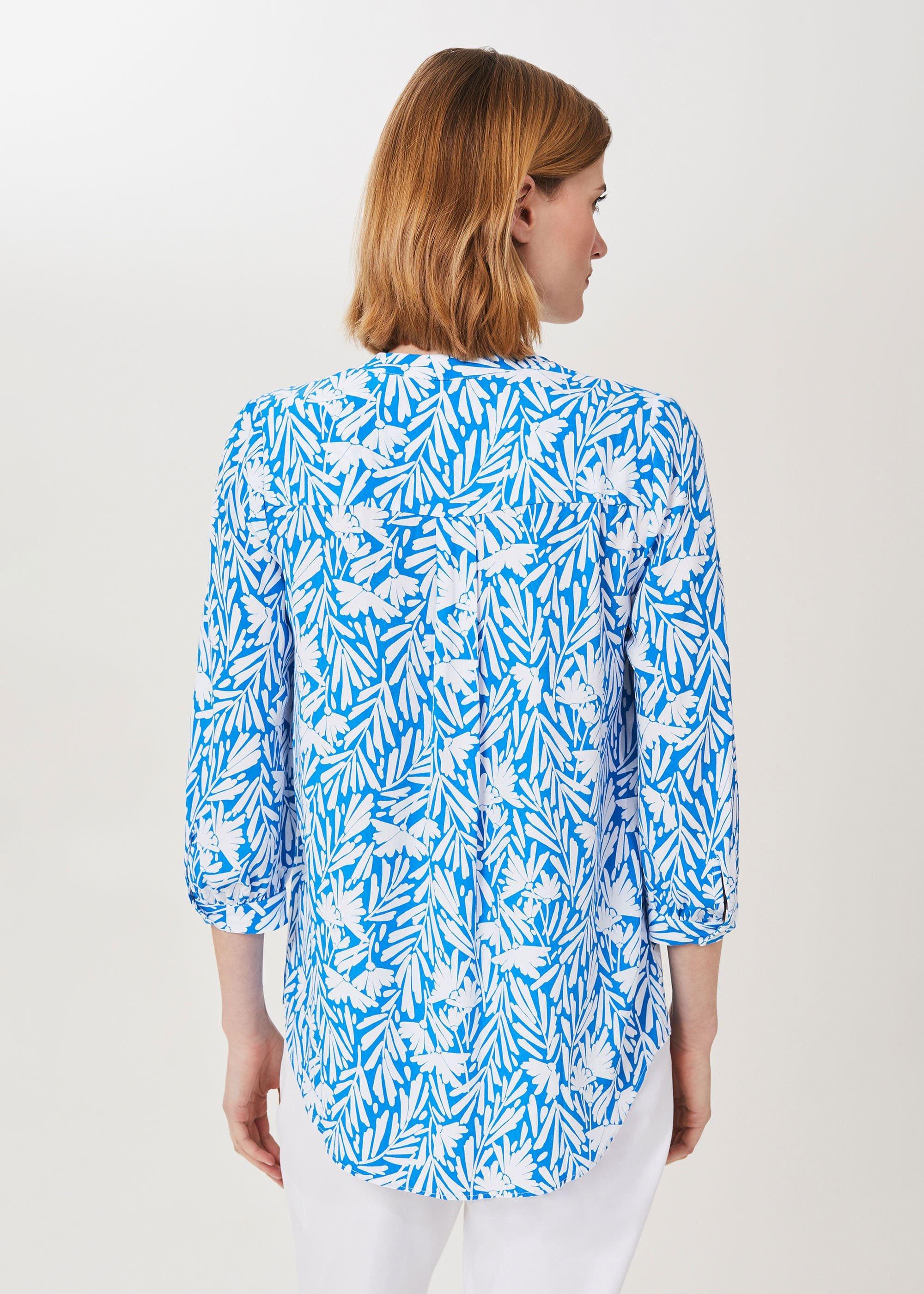 Essie Printed Blouse, Azure White, hi-res