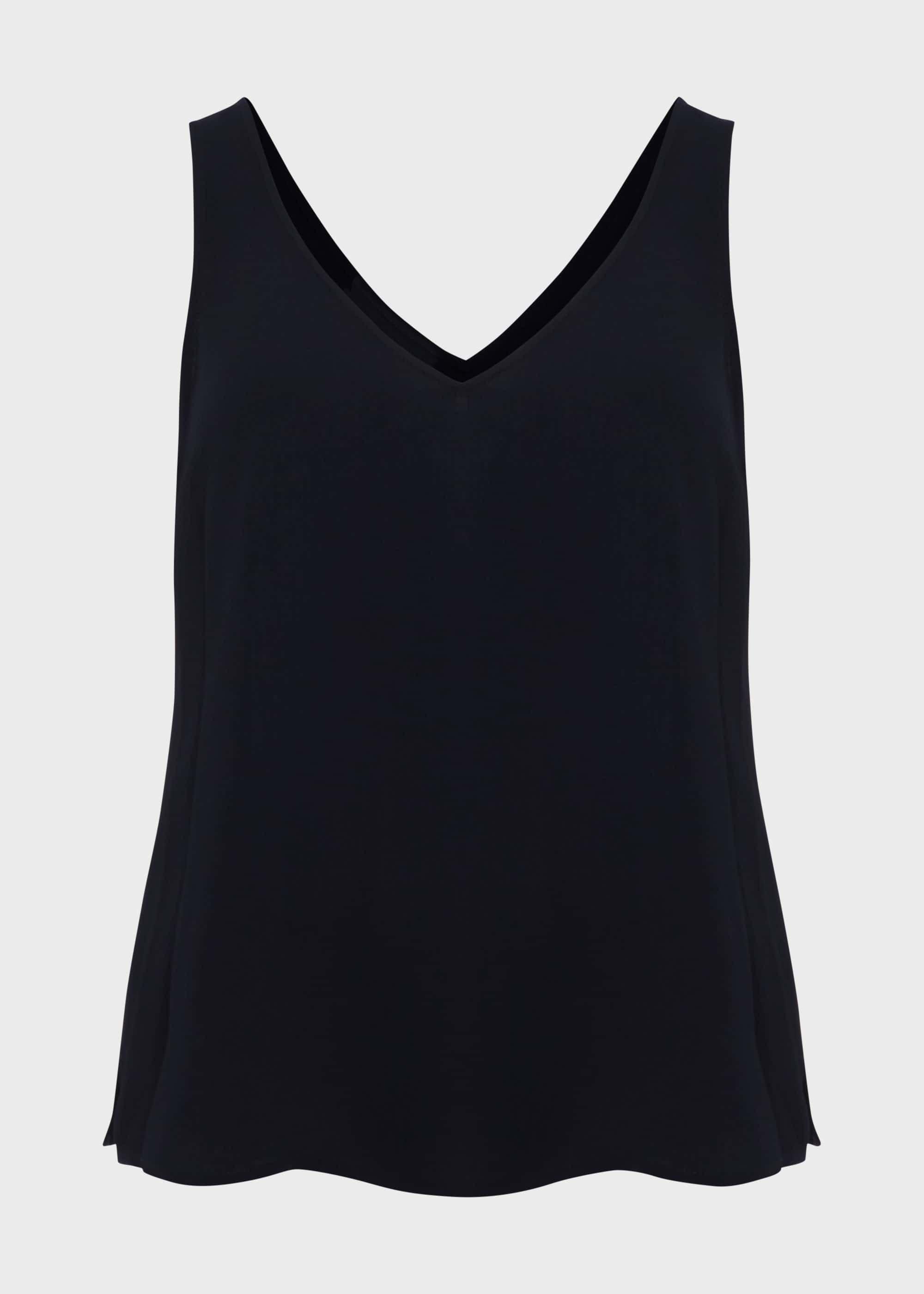 Tess V Neck Top, Navy, hi-res