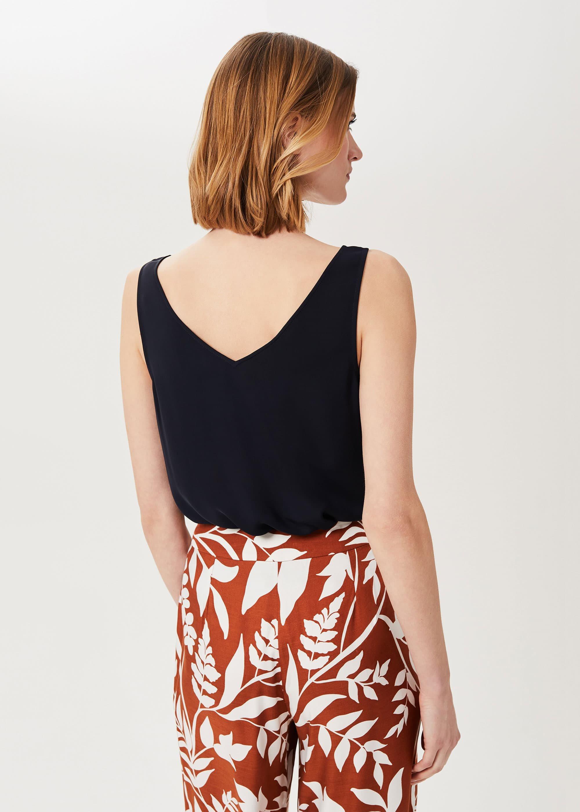 Tess V Neck Top, Navy, hi-res