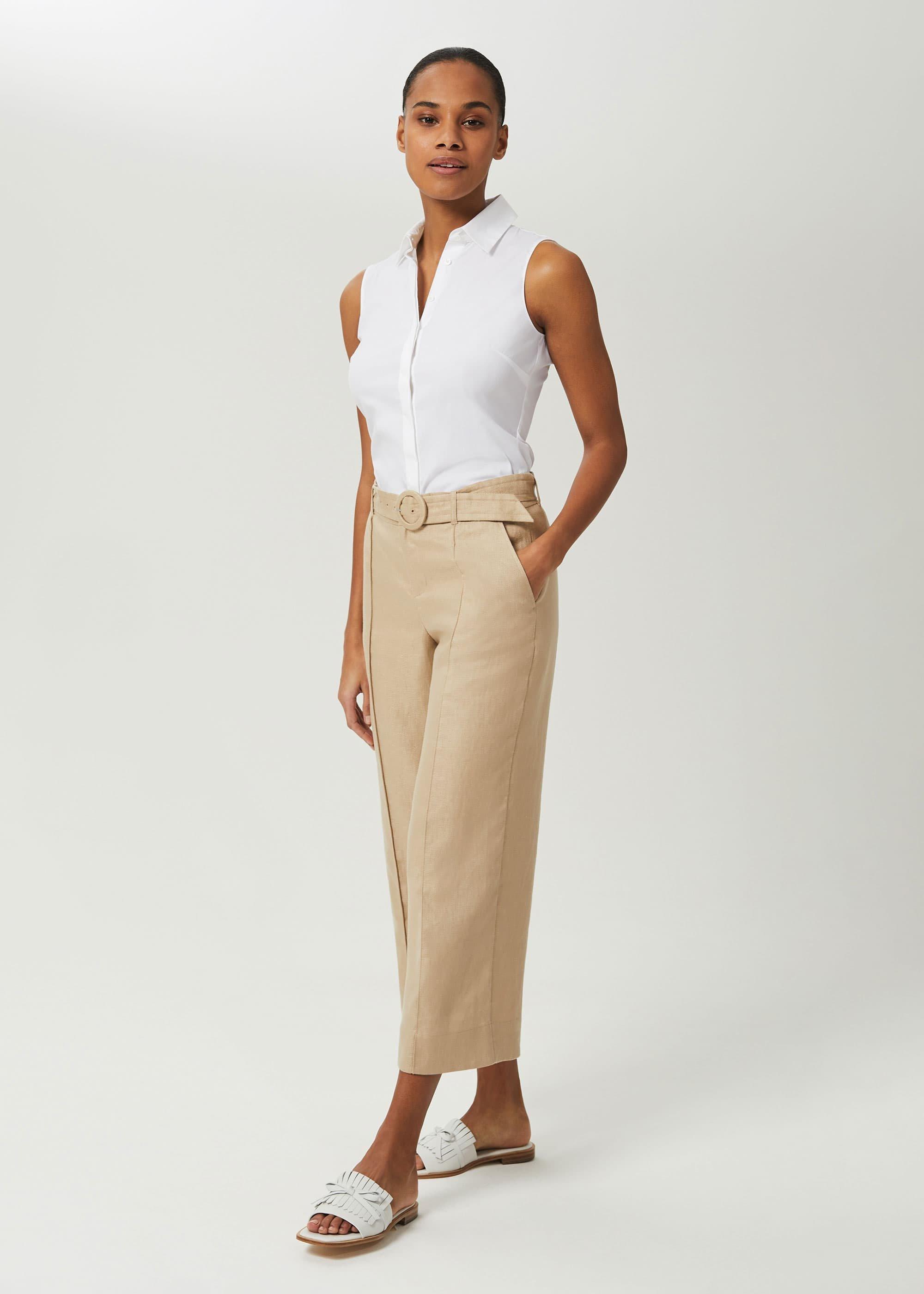 Sleeveless Vic Shirt, White, hi-res