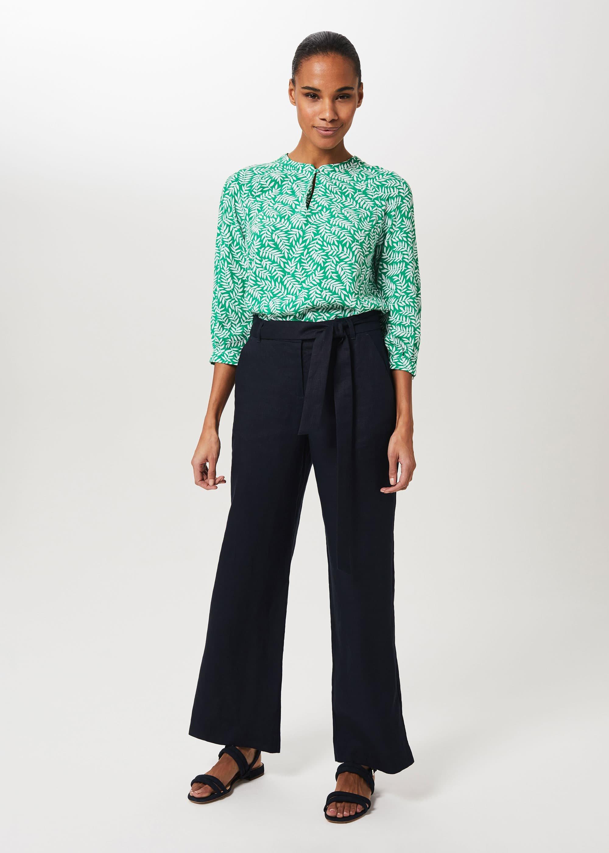 Izara Printed Blouse, Green Ivory, hi-res
