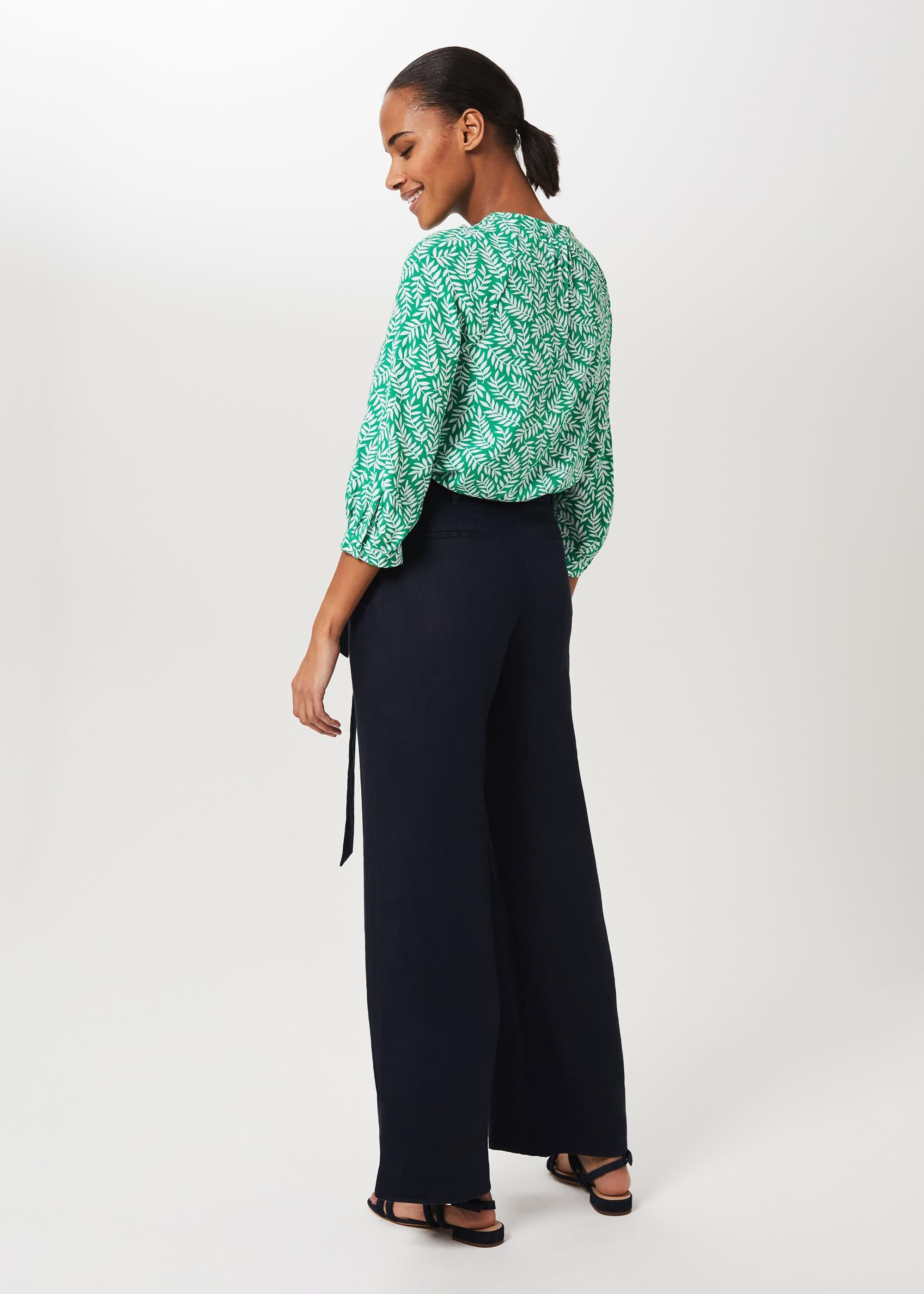 Izara Printed Blouse, Green Ivory, hi-res