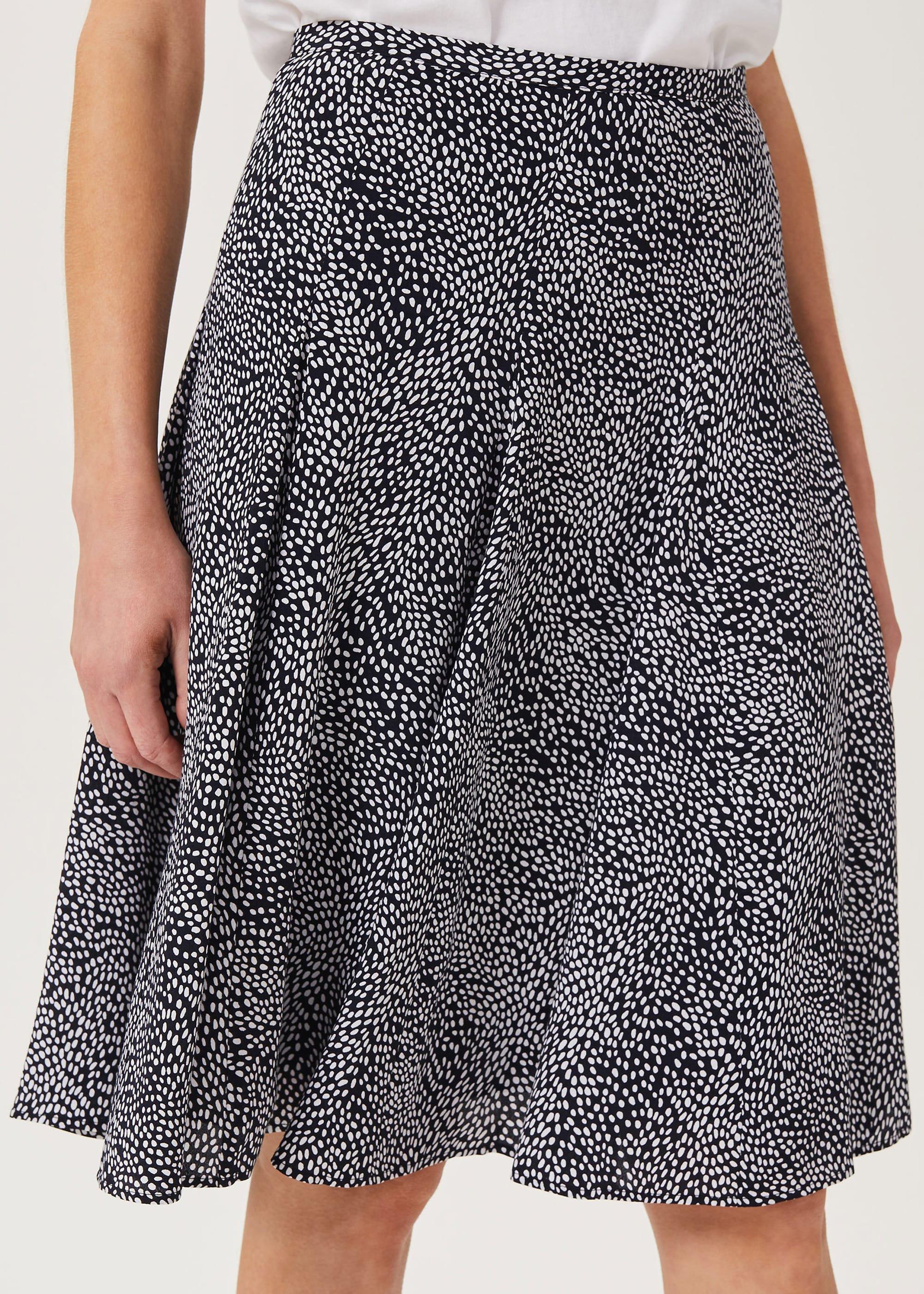 Inez Printed Skirt, Navy Ivory, hi-res