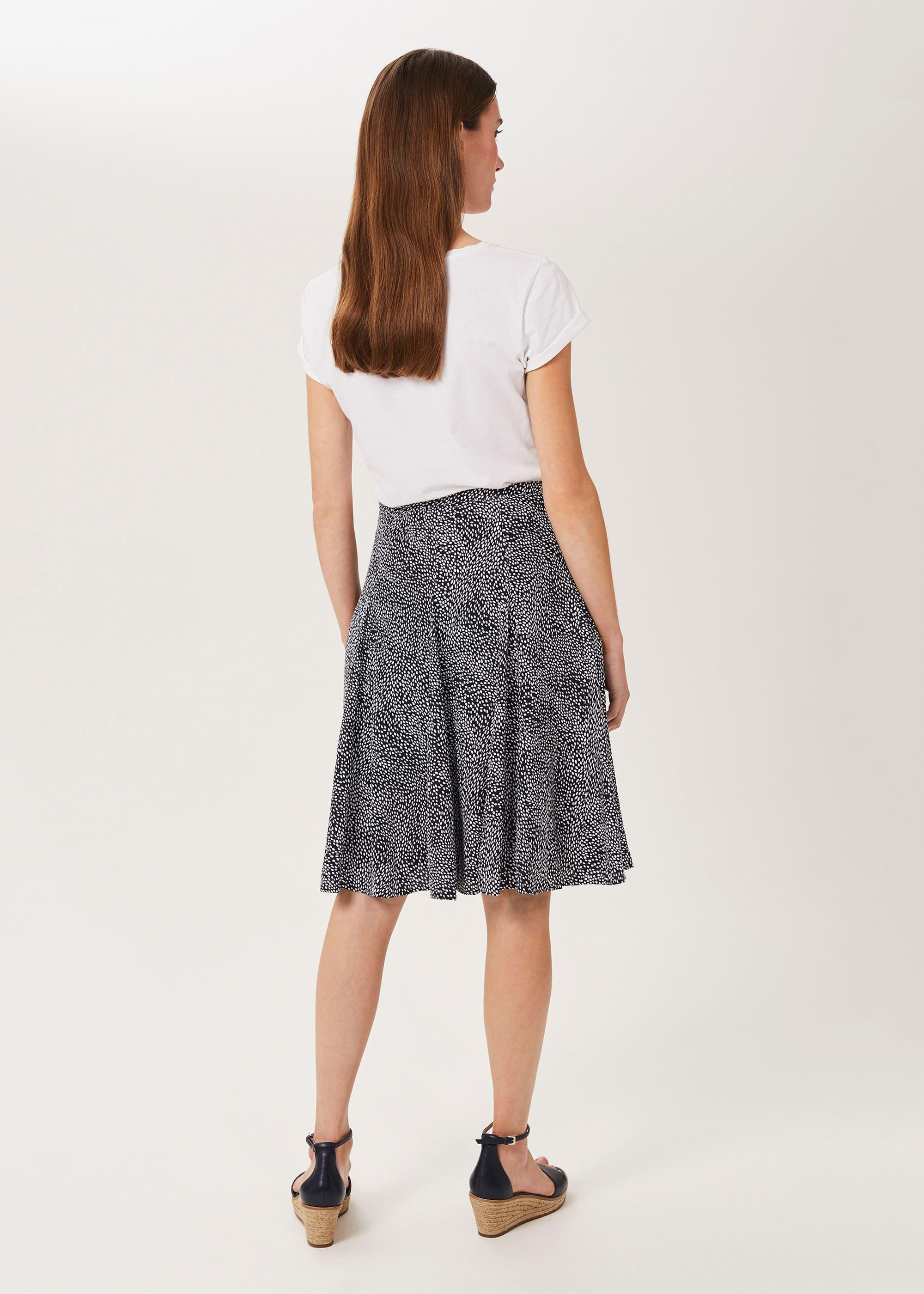 Inez Printed Skirt, Navy Ivory, hi-res