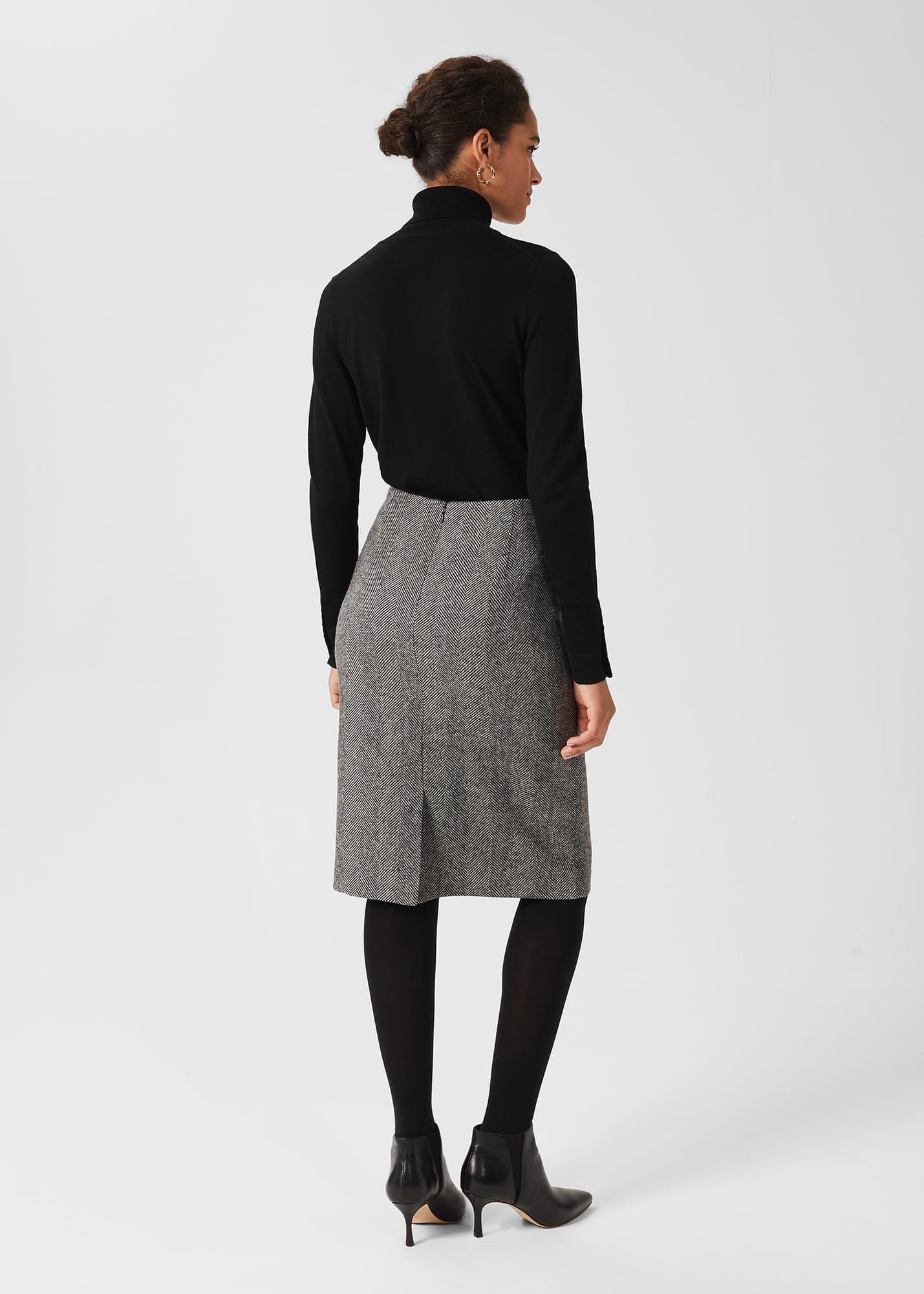 Daphne Wool Skirt, Black Ivory, hi-res