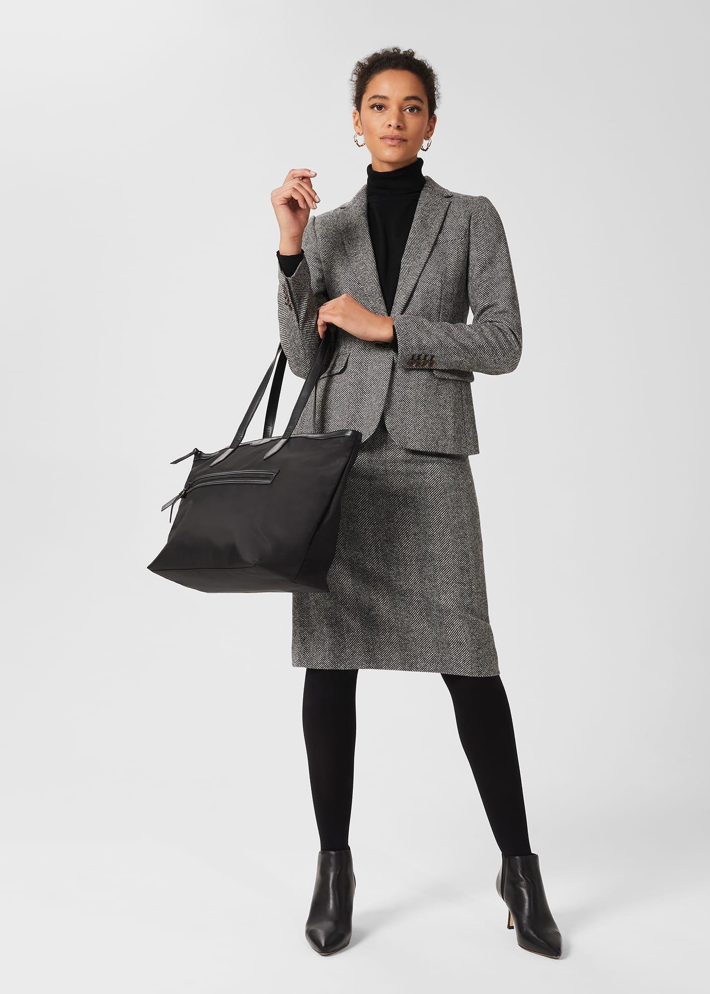 Daphne Wool Skirt, Black Ivory, hi-res