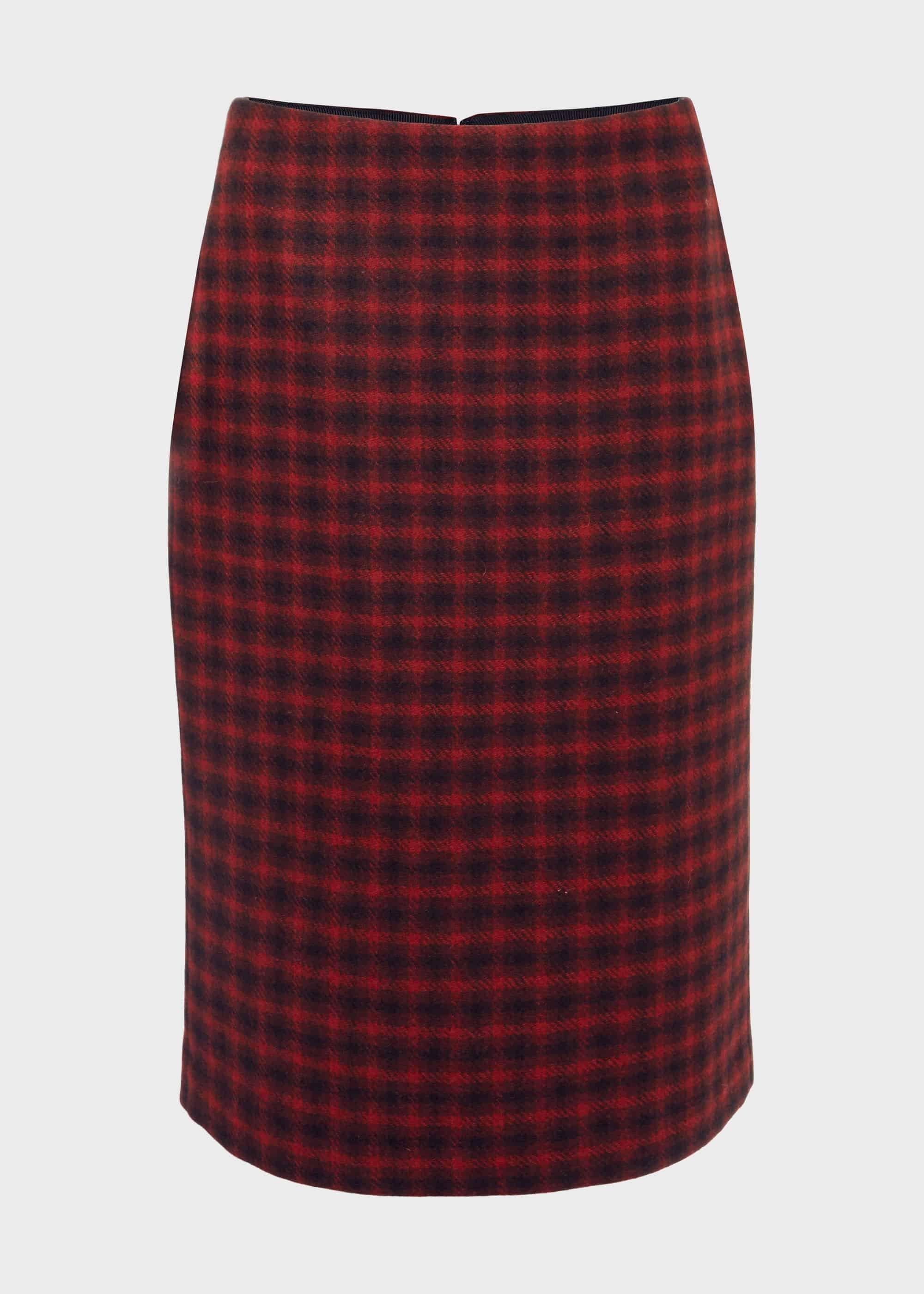 Daphne Wool Pencil Skirt, Red Black, hi-res