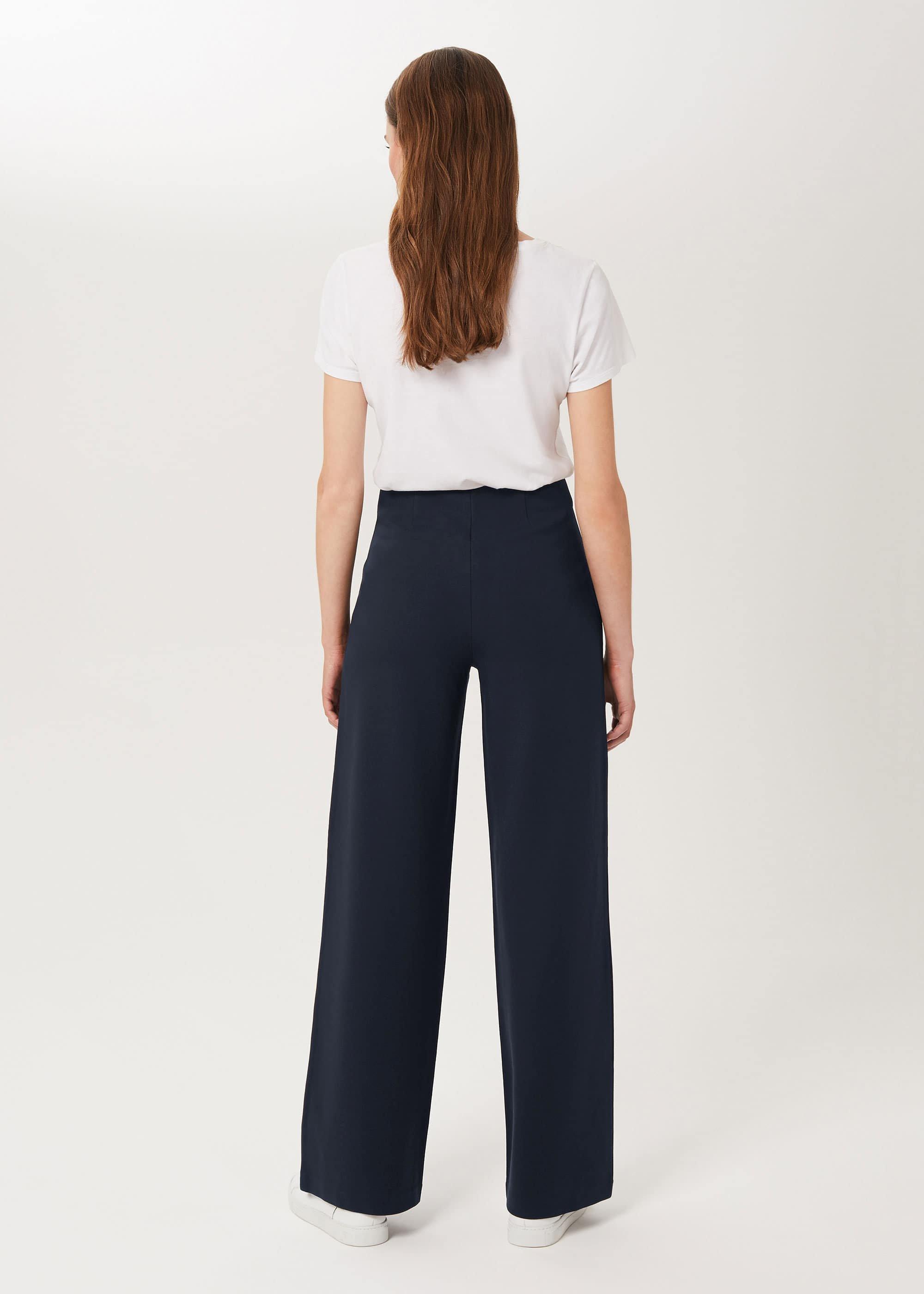 Pippa Jersey Wide Leg Trousers, Navy, hi-res