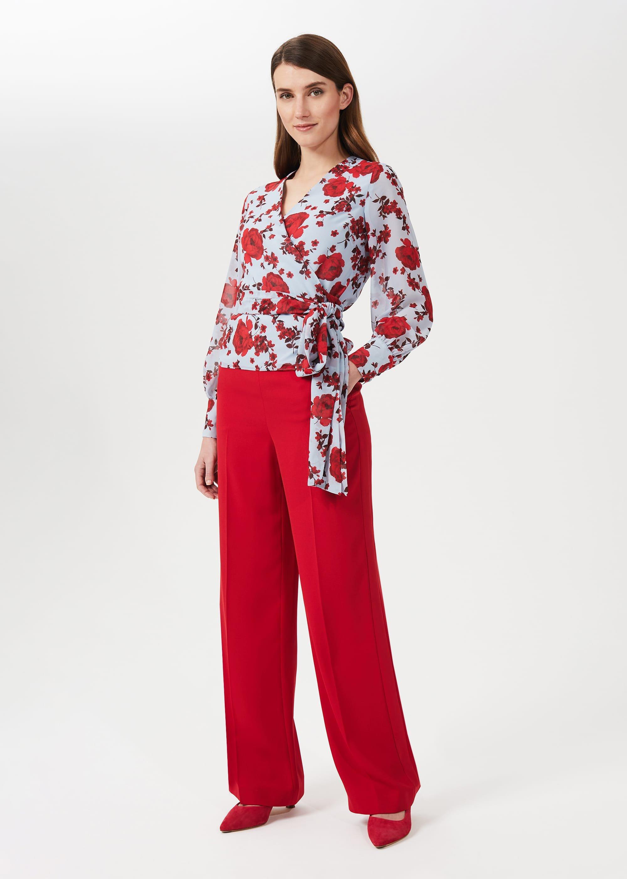 Lalena Wide Leg Trouser, Poppy Red, hi-res
