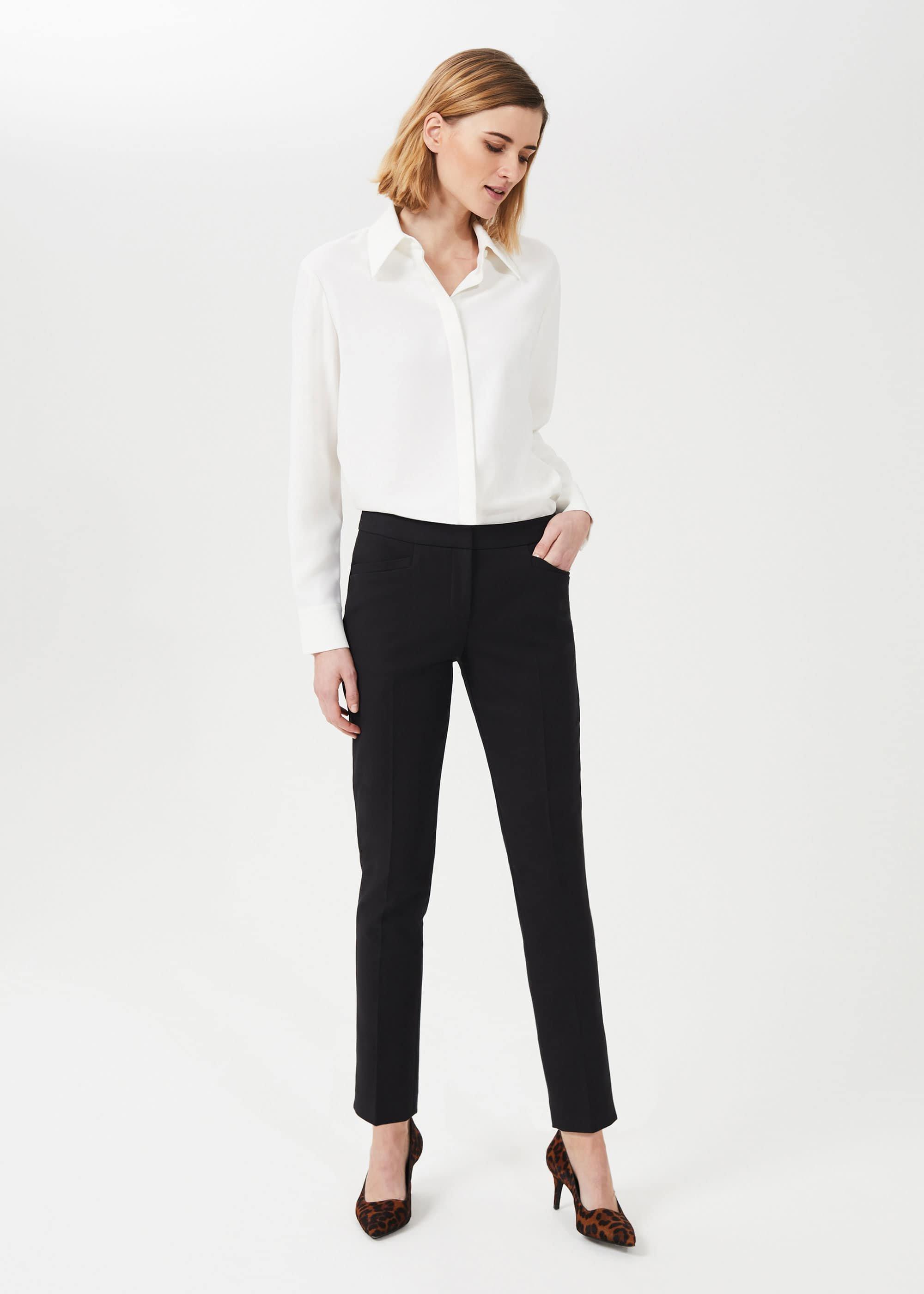 Hailey Slim Trousers With Stretch, Black, hi-res