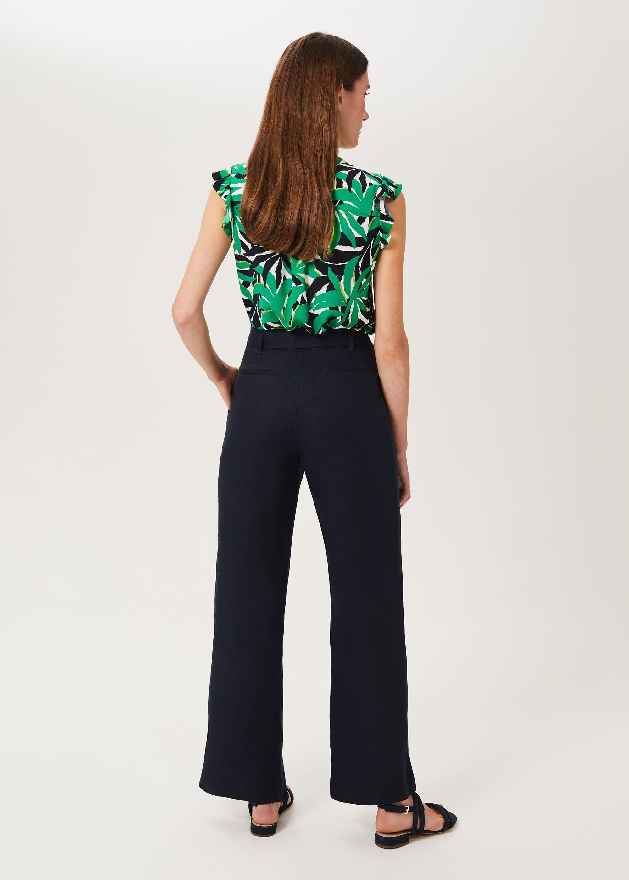 Jacqui Linen Pants, Navy, hi-res