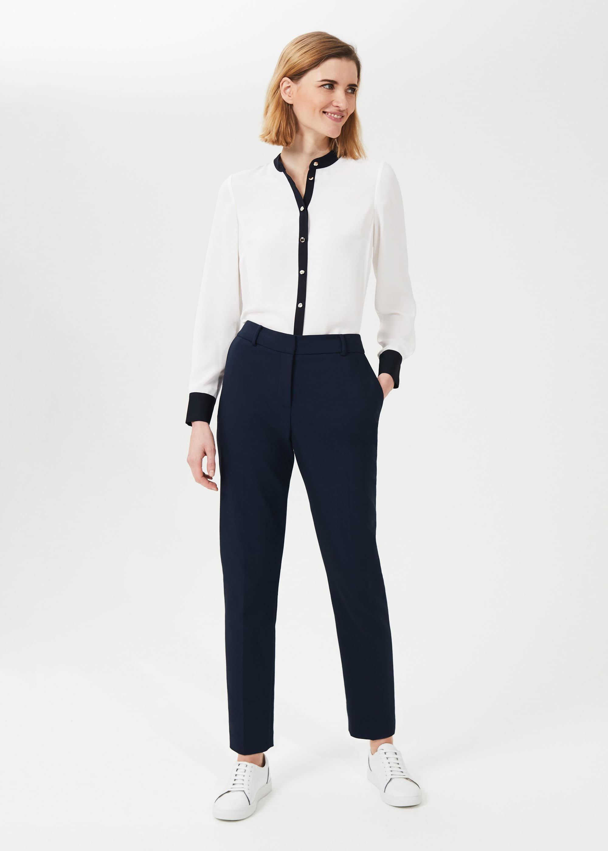 Quin Tapered Trousers With Stretch, Navy, hi-res