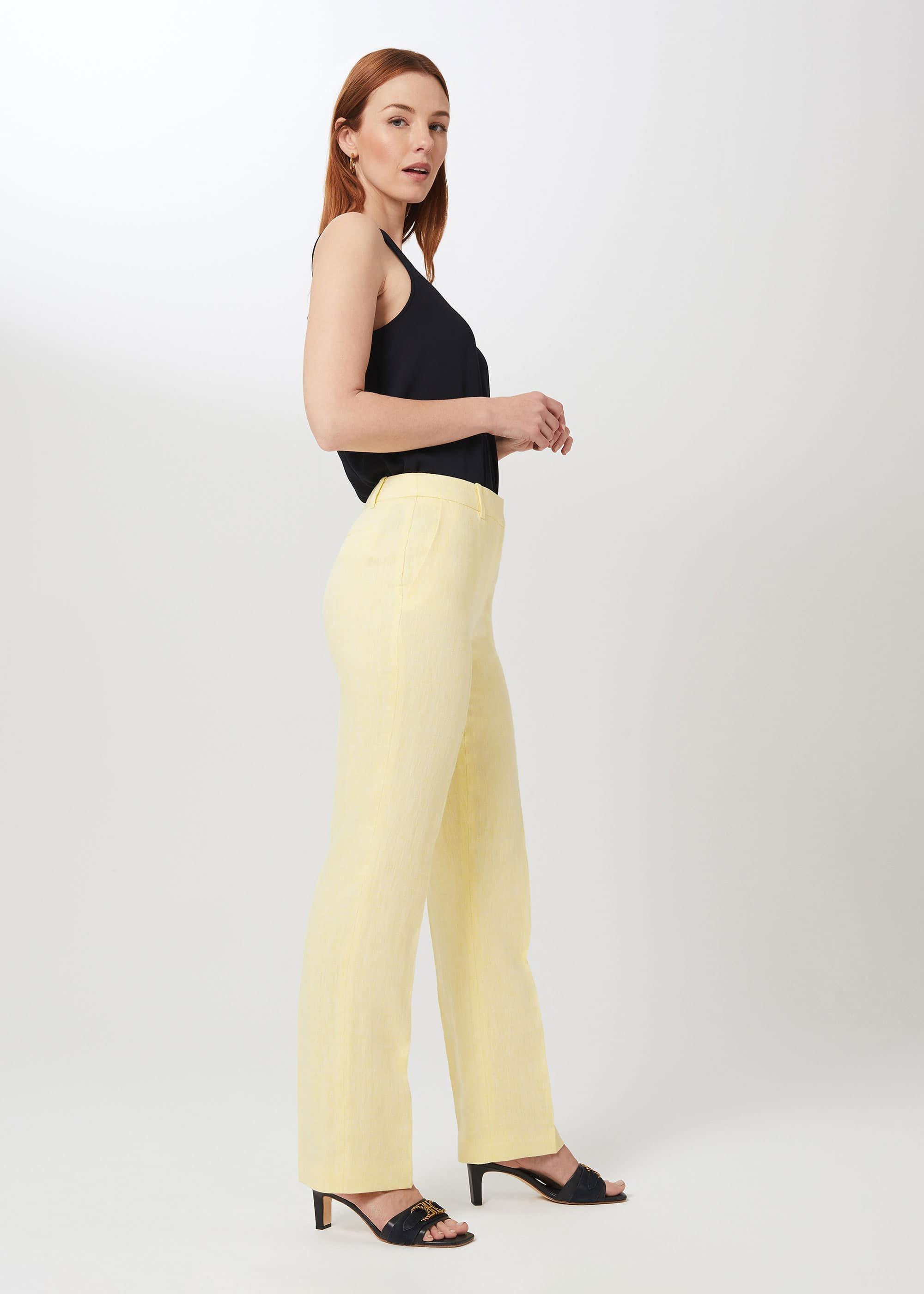 Asher Linen Trouser, Yellow, hi-res