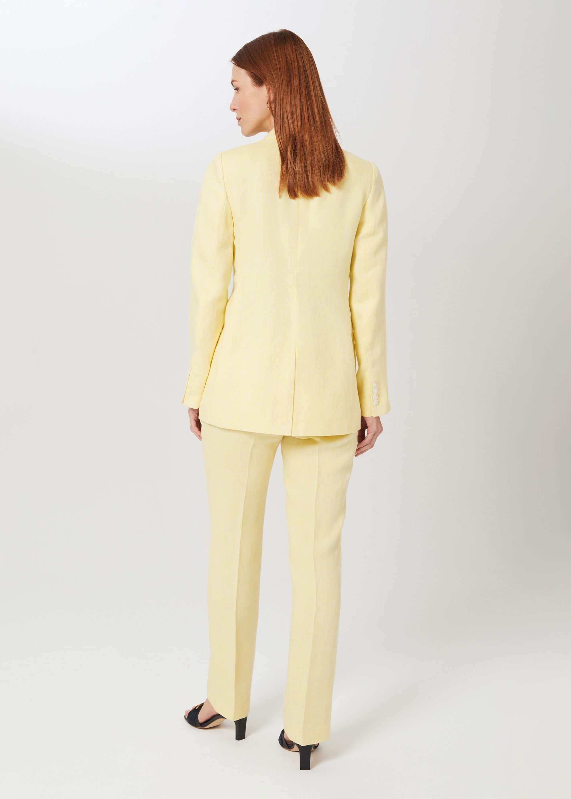 Asher Linen Trouser, Yellow, hi-res