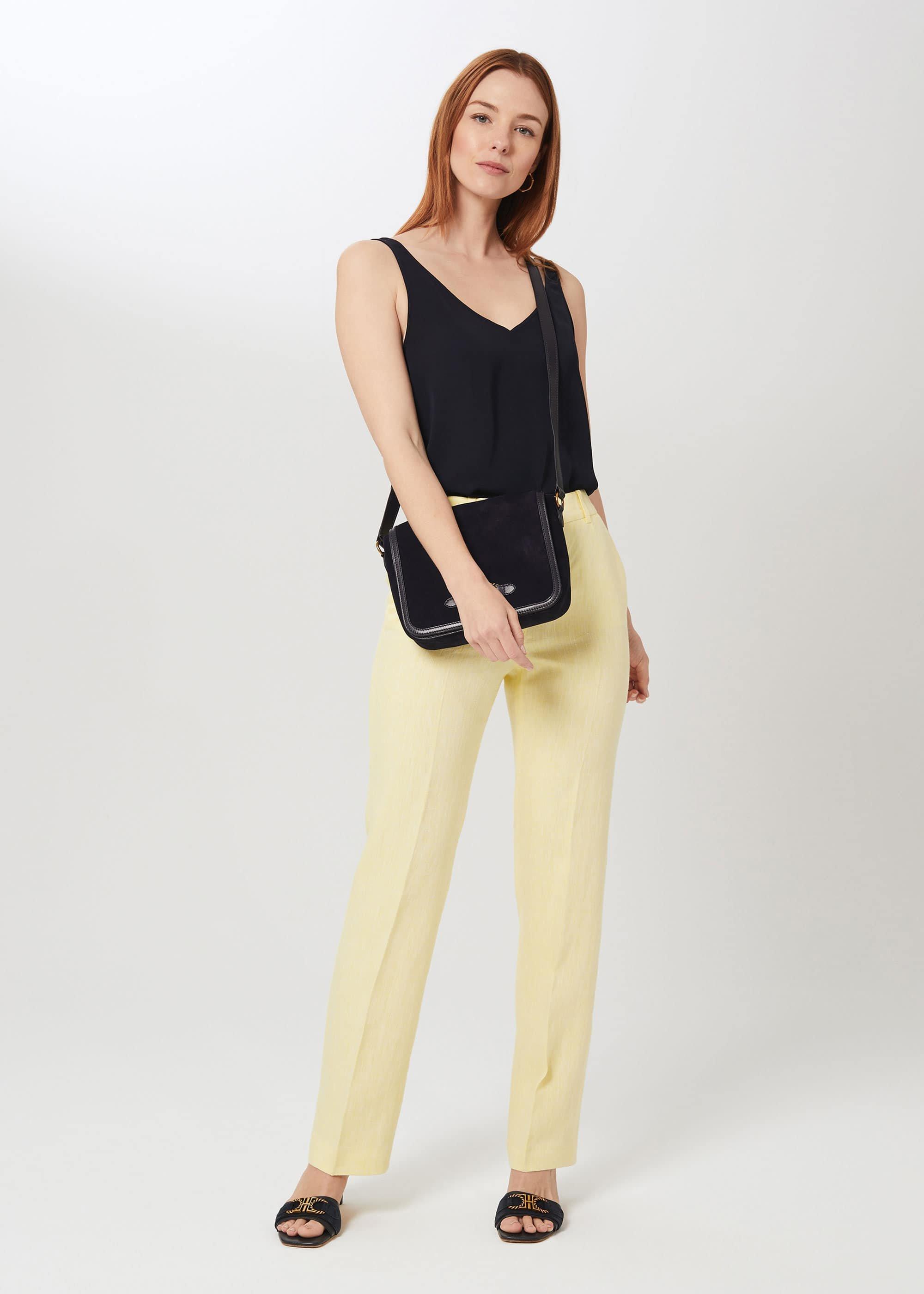 Asher Linen Trouser, Yellow, hi-res
