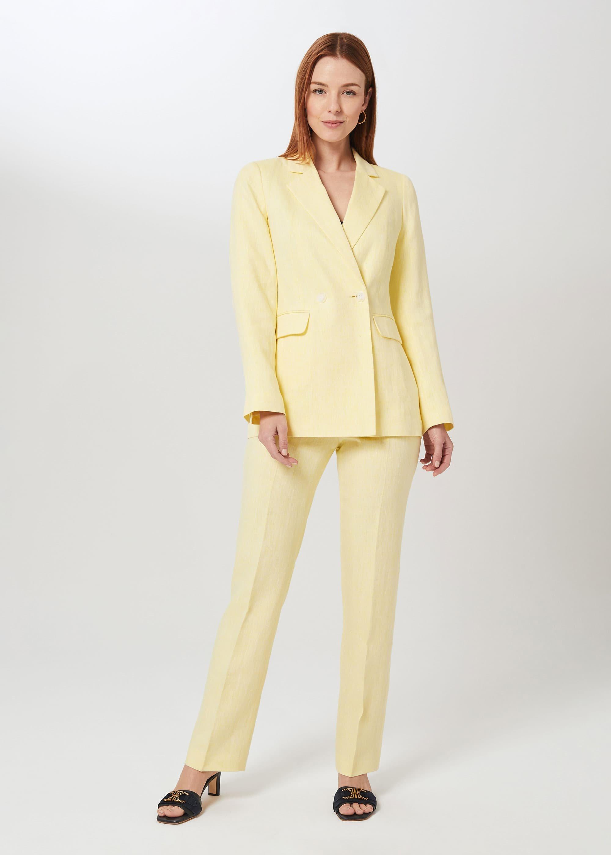 Asher Linen Trouser, Yellow, hi-res