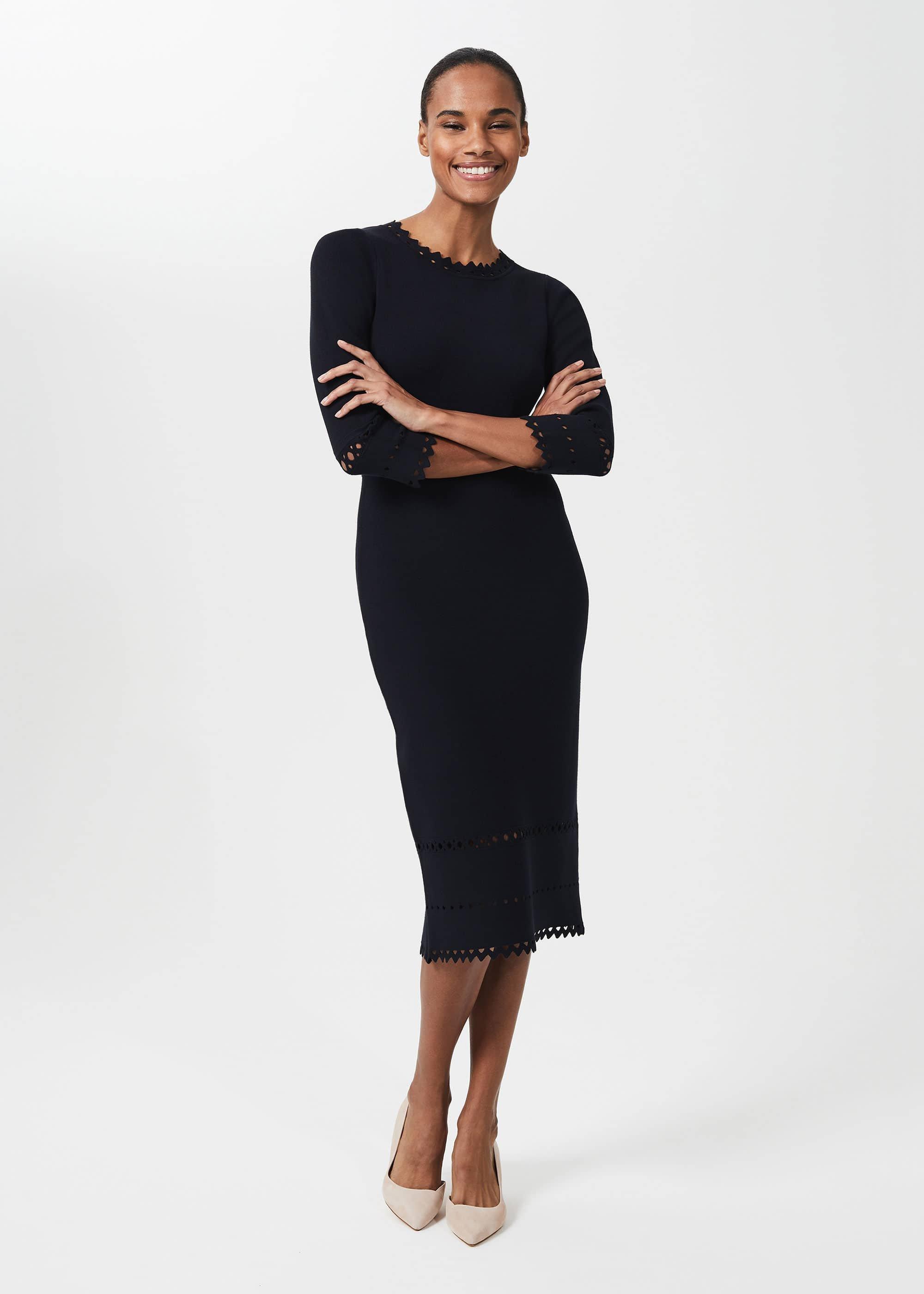 Myra Knitted Dress, Navy, hi-res