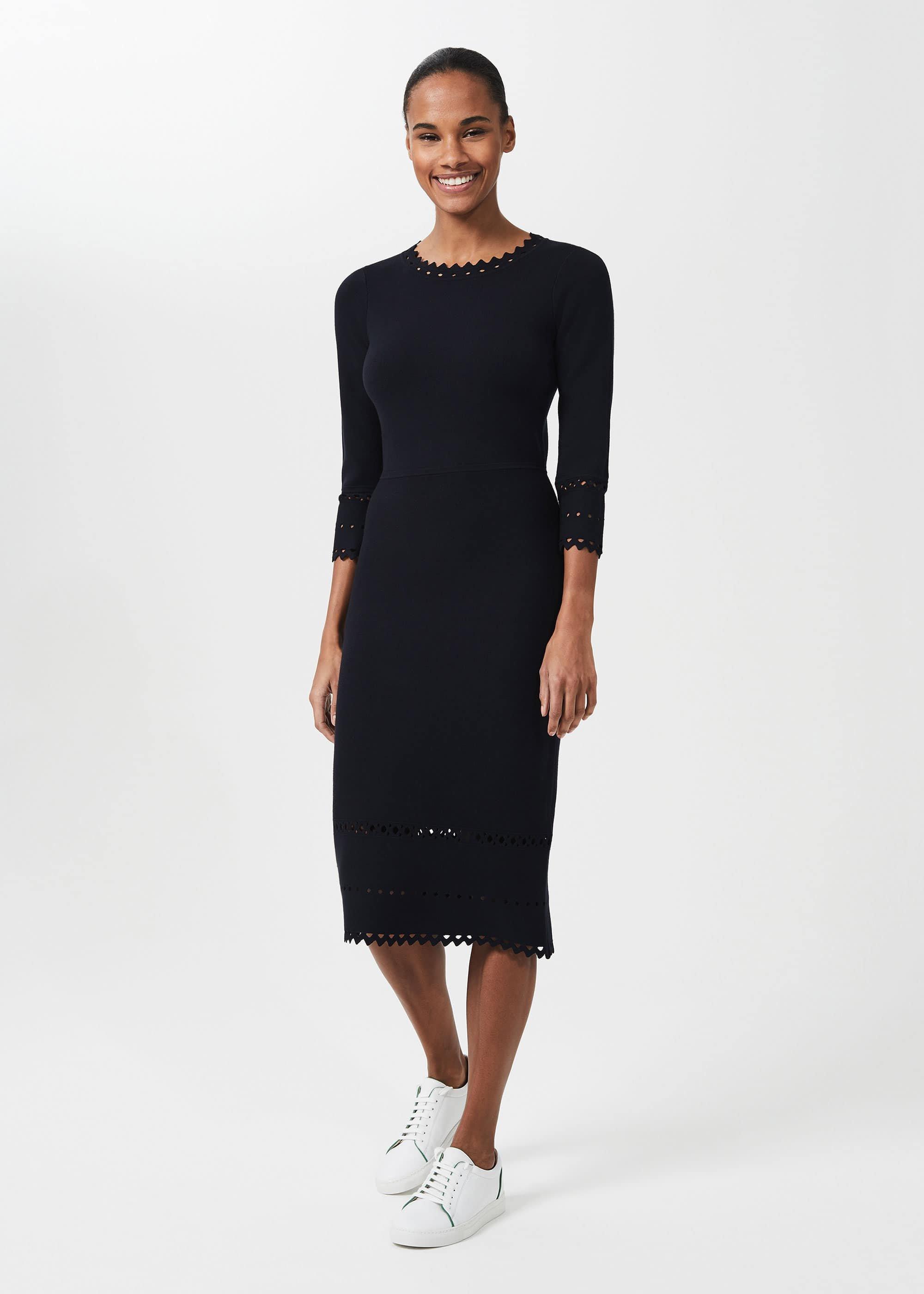 Myra Knitted Dress, Navy, hi-res