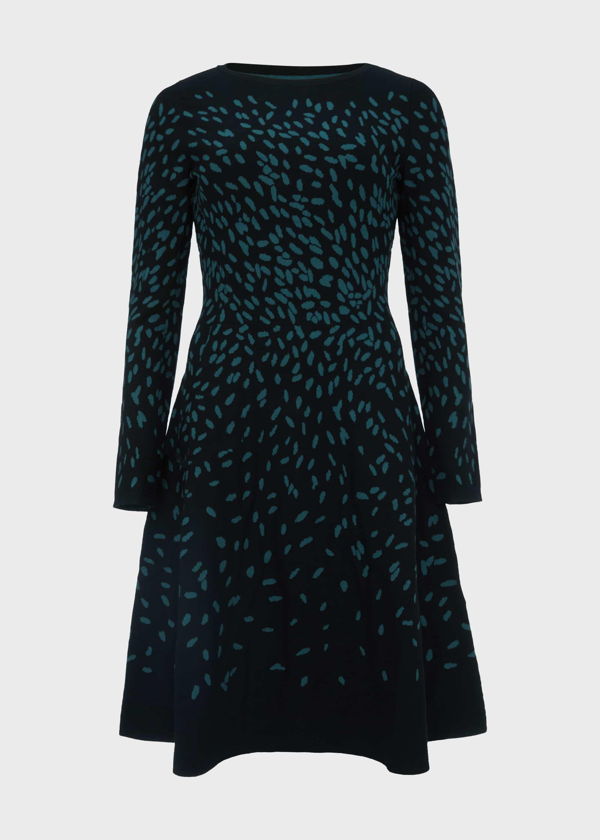 Jodie Knitted Dress, Black Green, hi-res