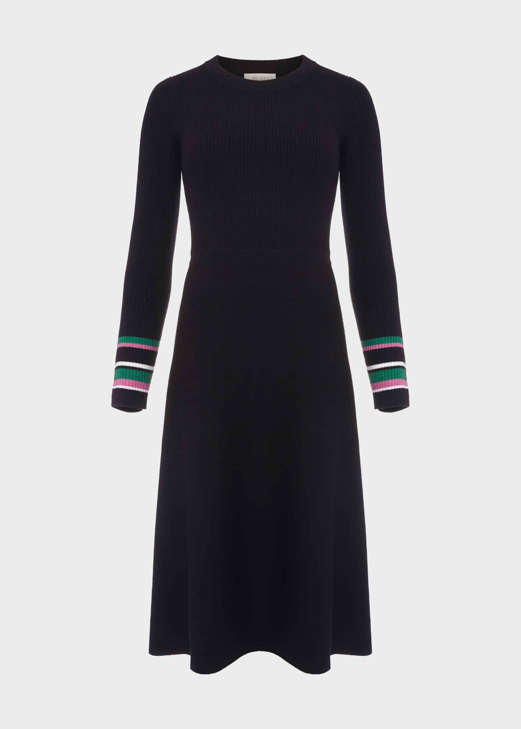 Clare Knitted Dress, Navy Multi, hi-res