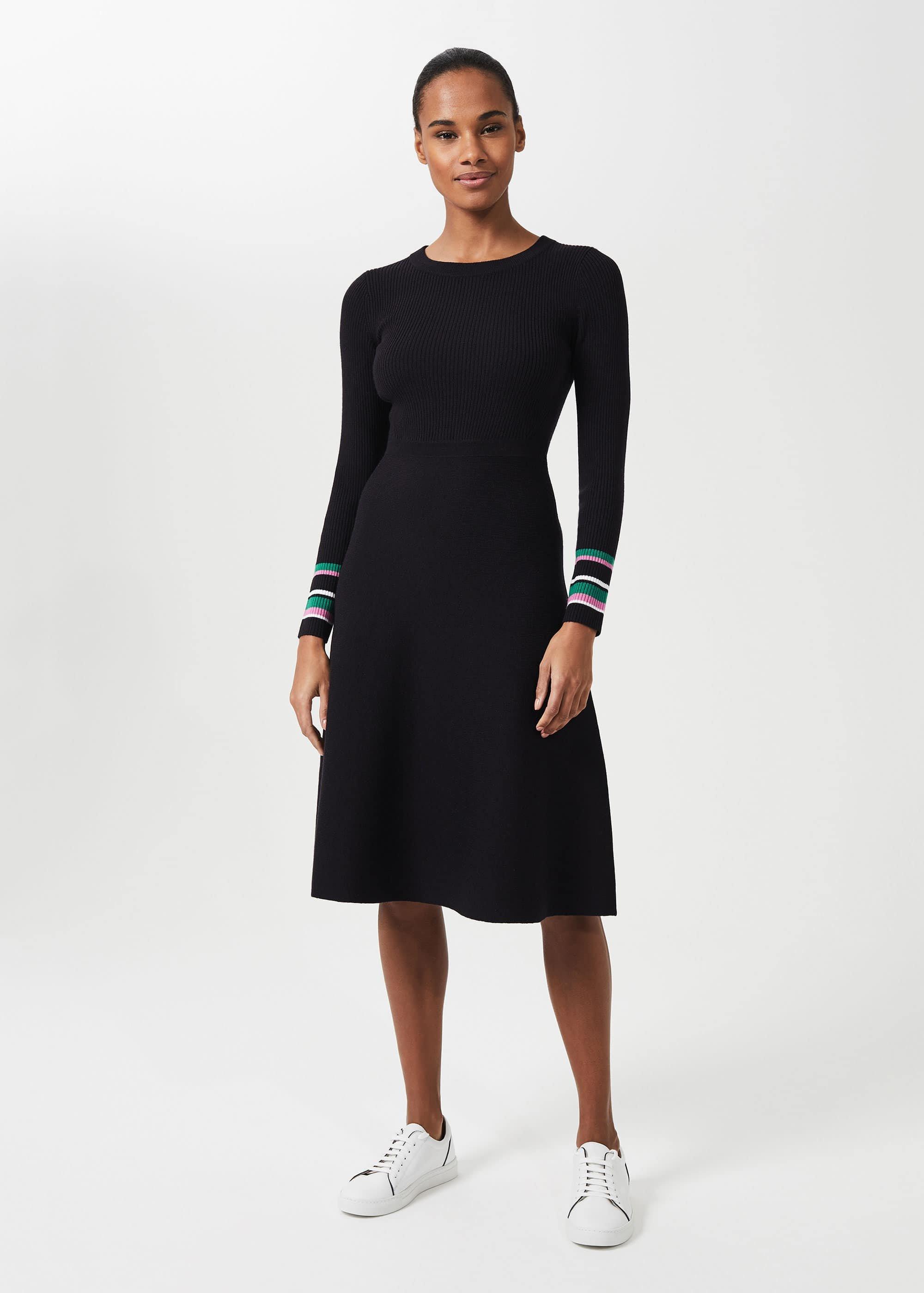 Clare Knitted Dress, Navy Multi, hi-res