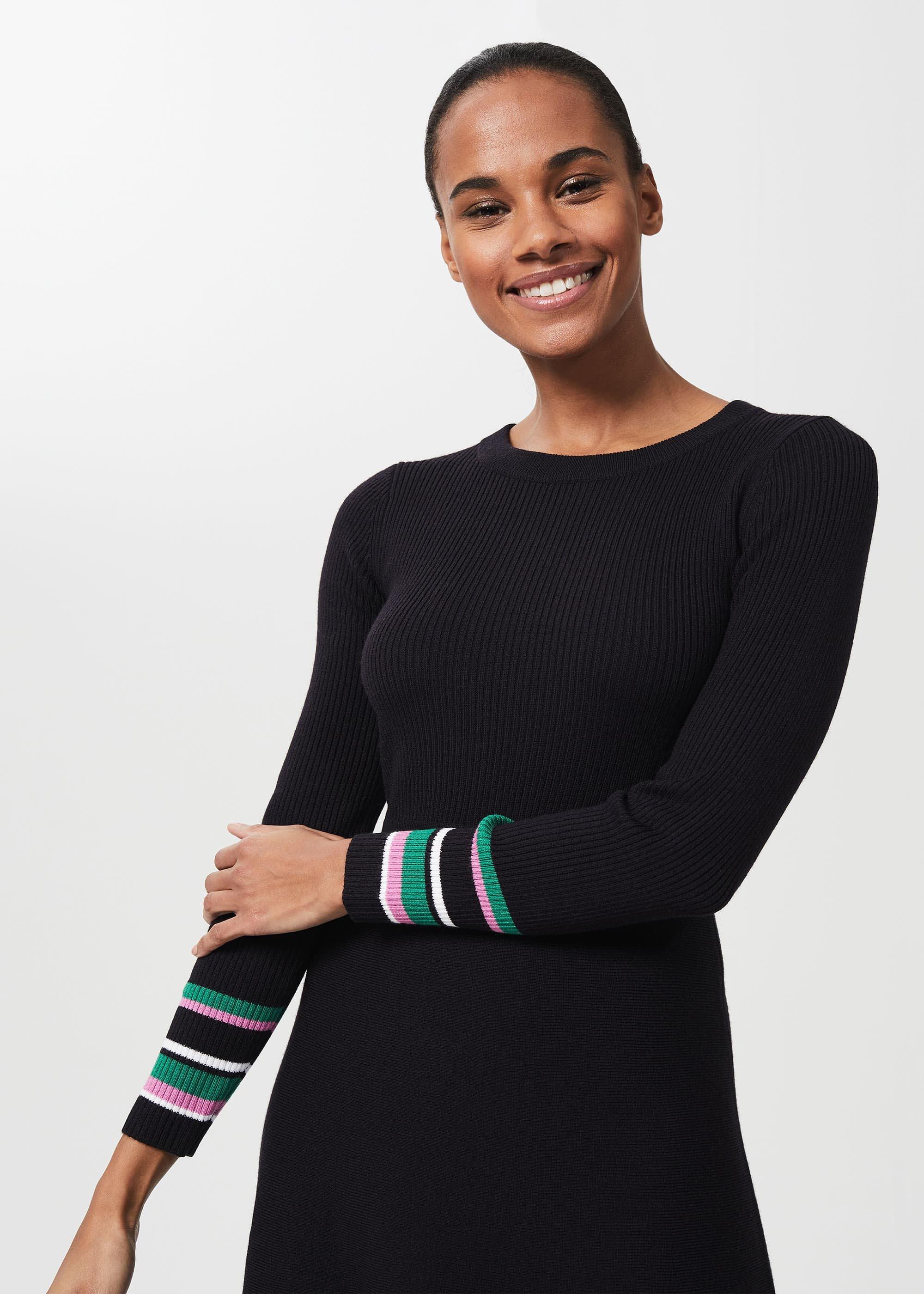 Clare Knitted Dress, Navy Multi, hi-res