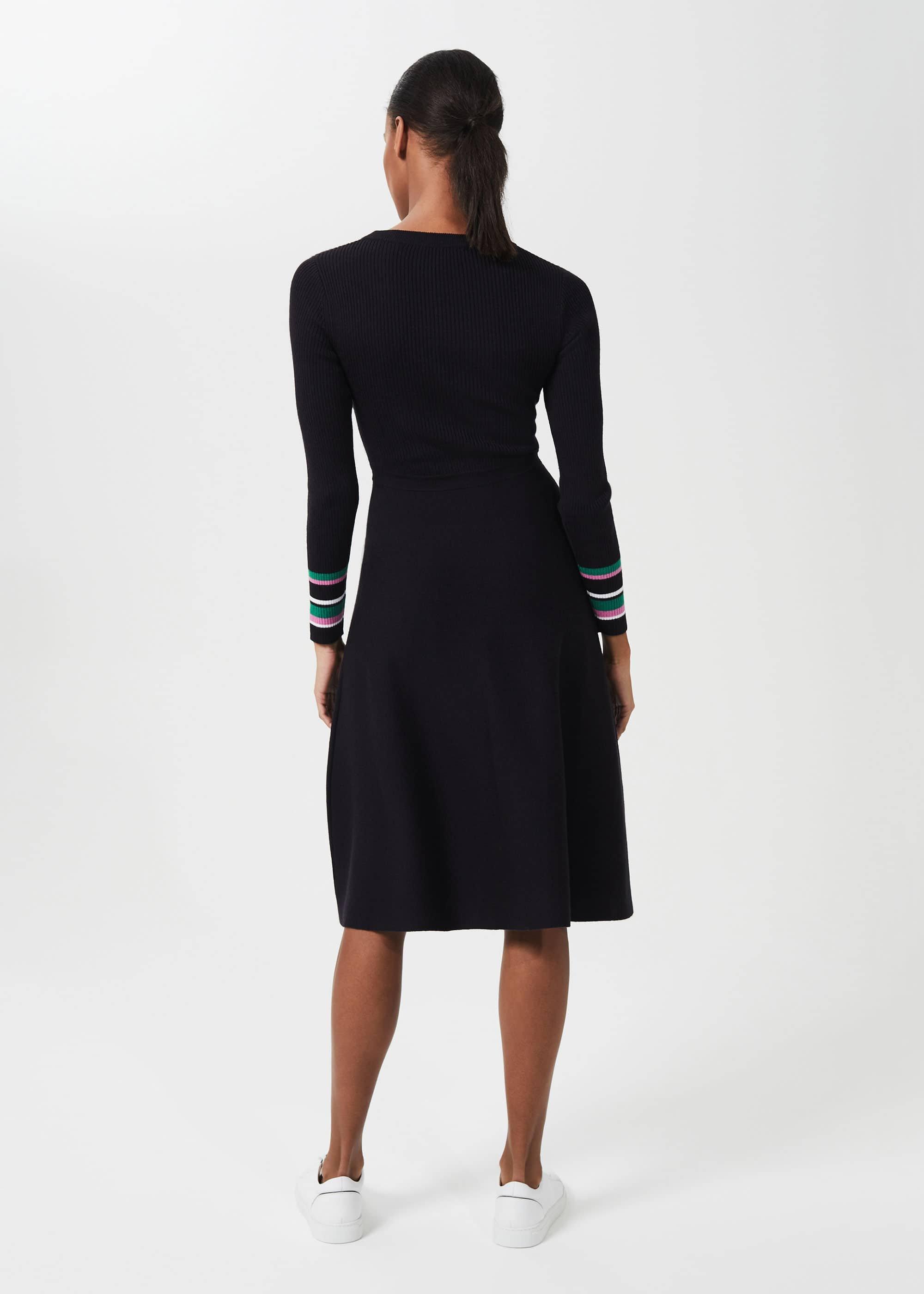 Clare Knitted Dress, Navy Multi, hi-res