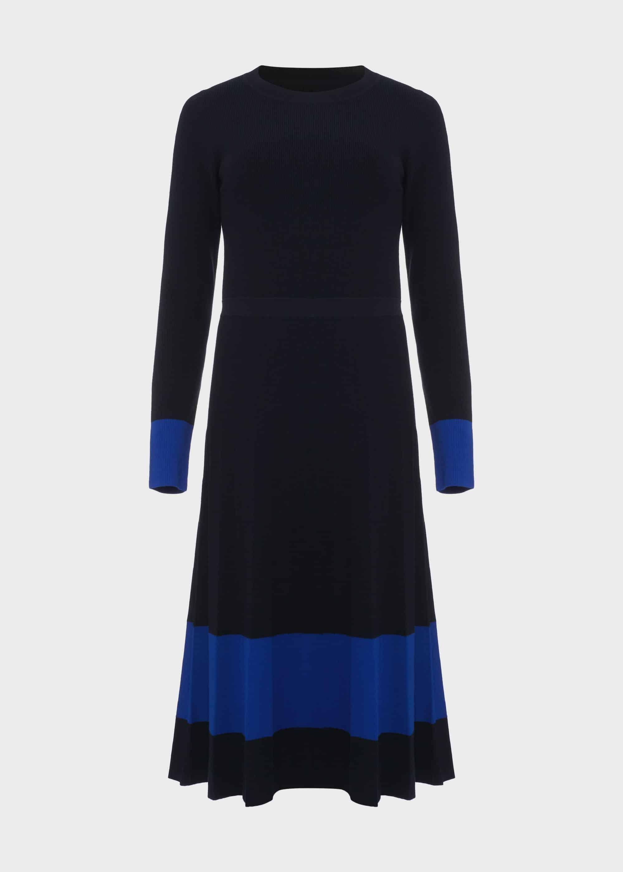 Victoria Knitted Dress, Navy Azure Blue, hi-res