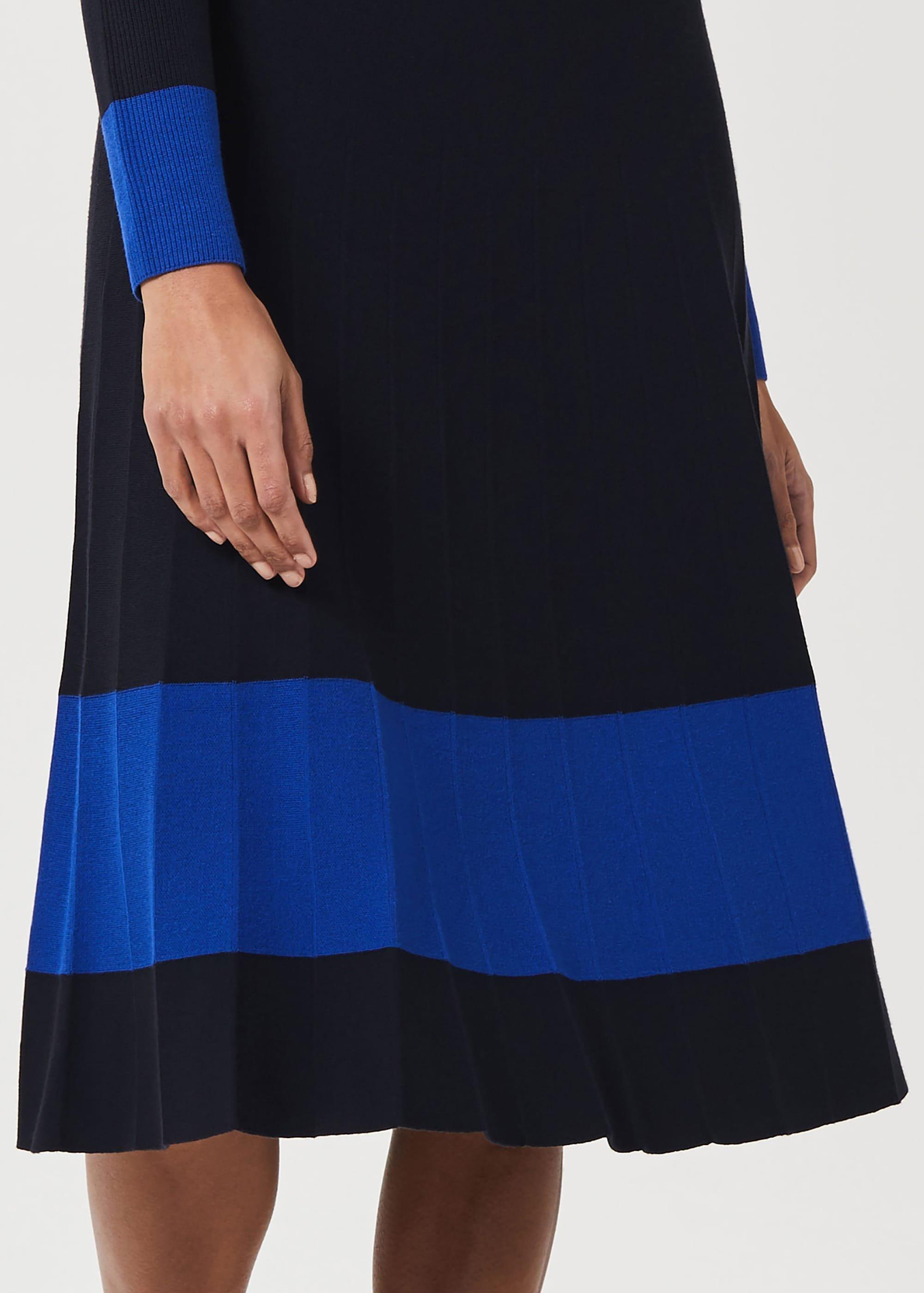 Victoria Knitted Dress, Navy Azure Blue, hi-res