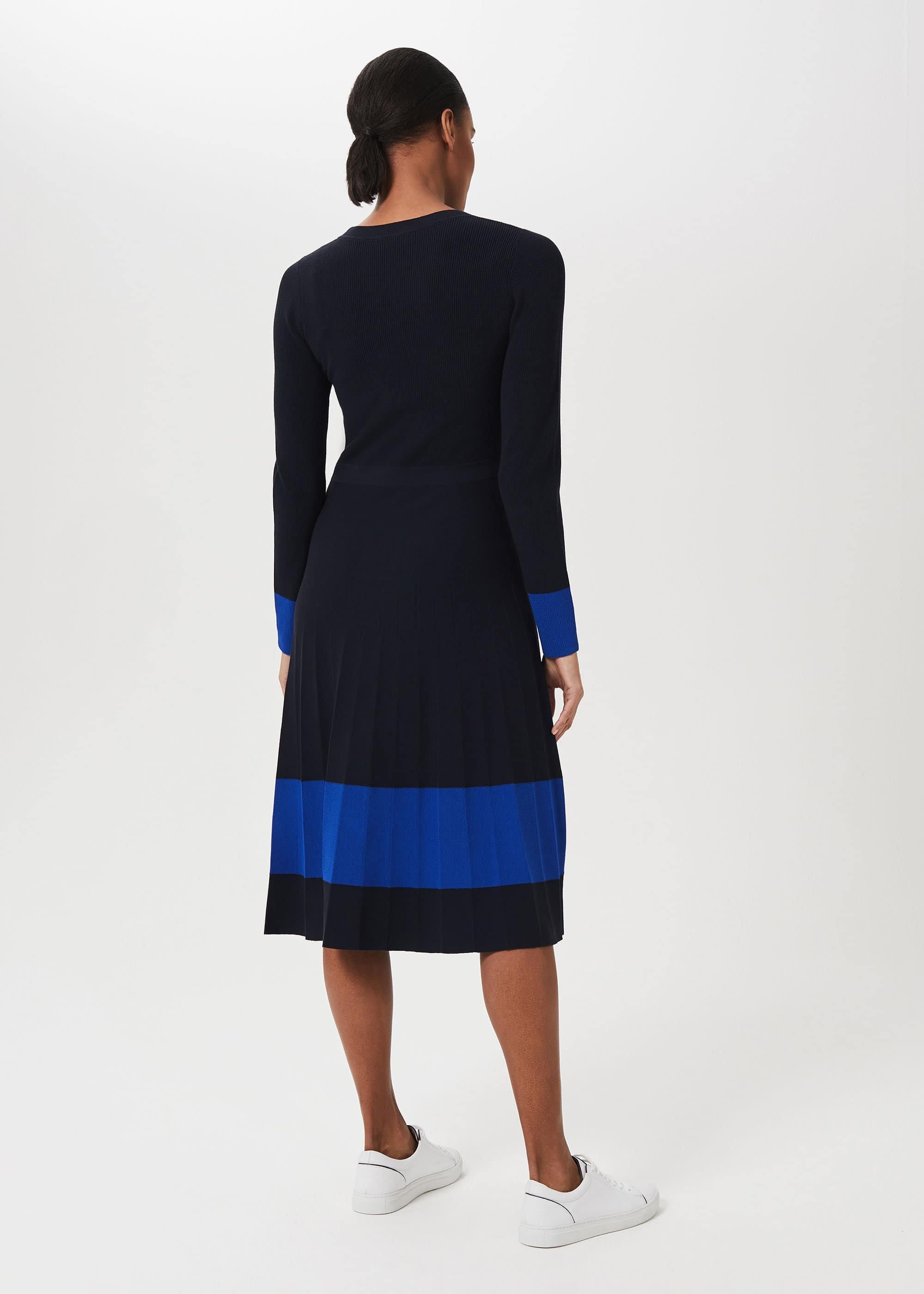 Victoria Knitted Dress, Navy Azure Blue, hi-res