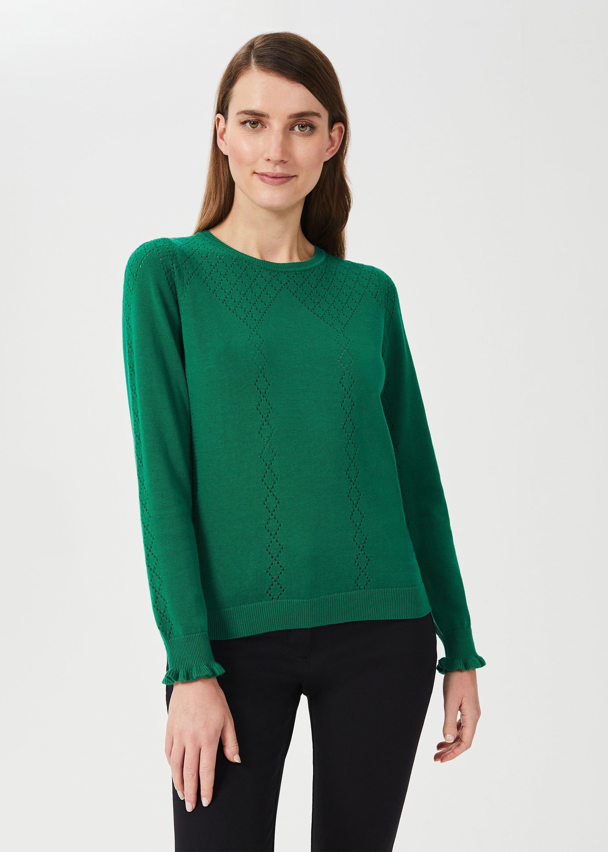 Nicky Cotton Jumper, Green, hi-res
