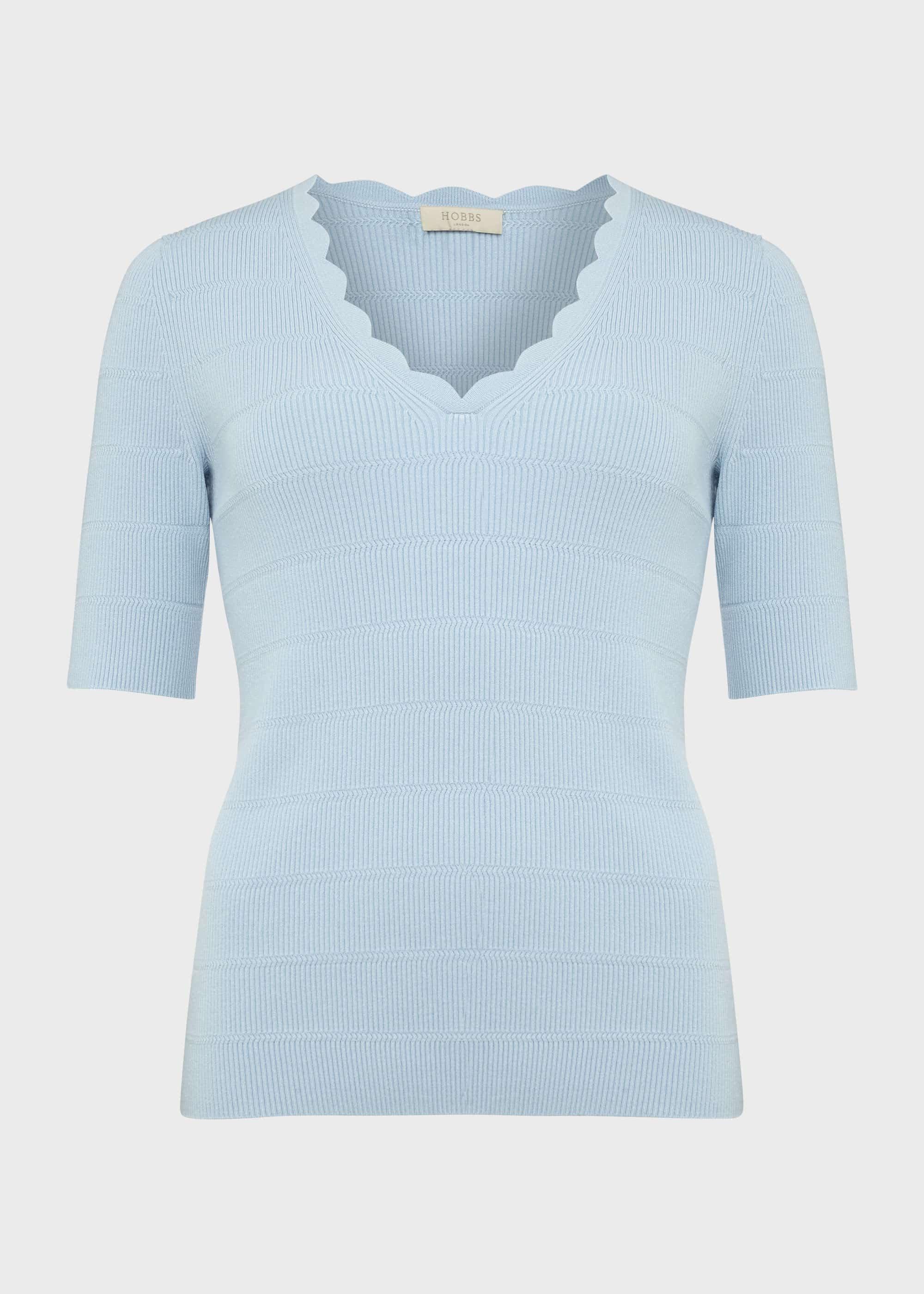 Celia Scallop Jumper, Smoky Blue, hi-res