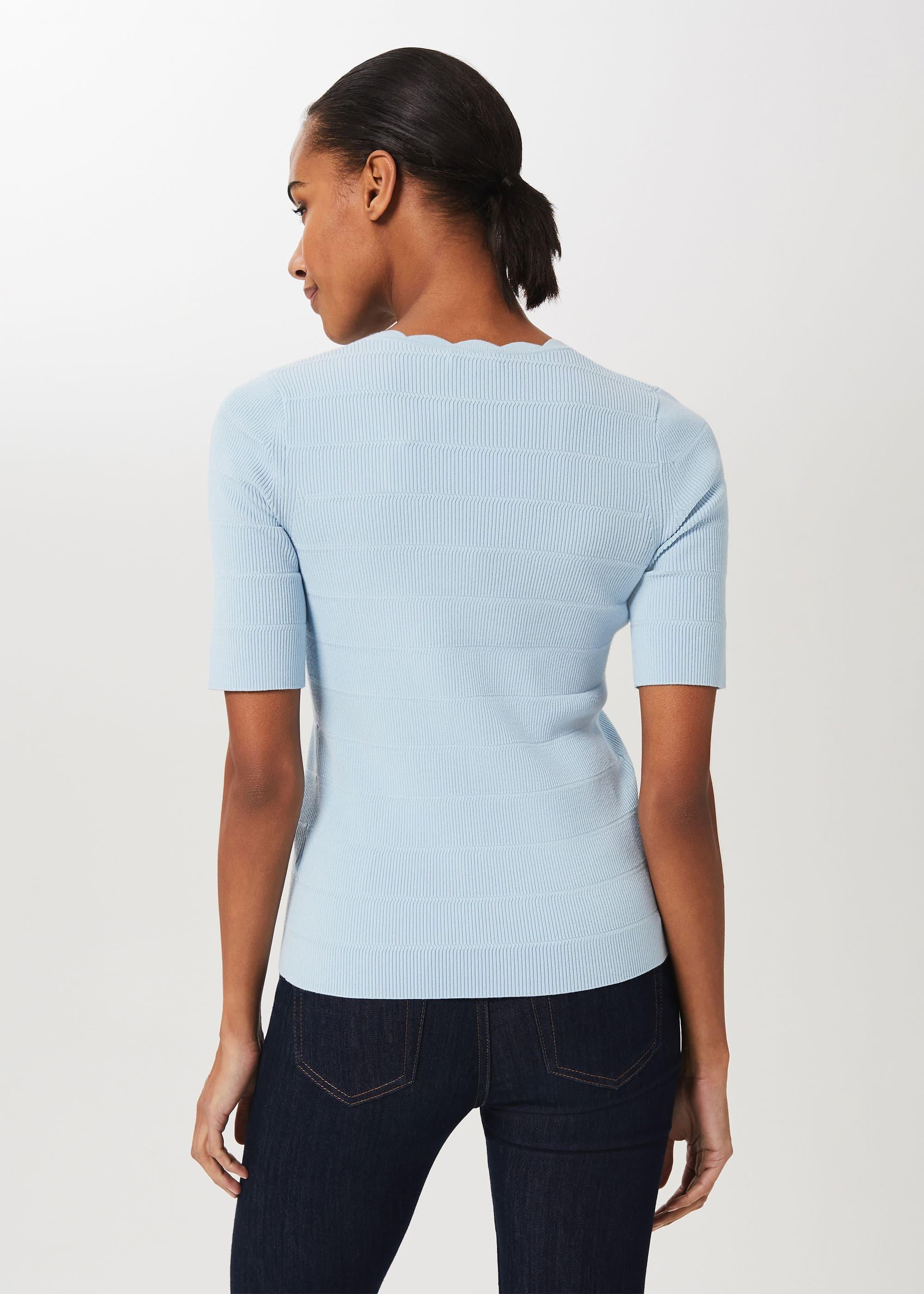 Celia Scallop Jumper, Smoky Blue, hi-res