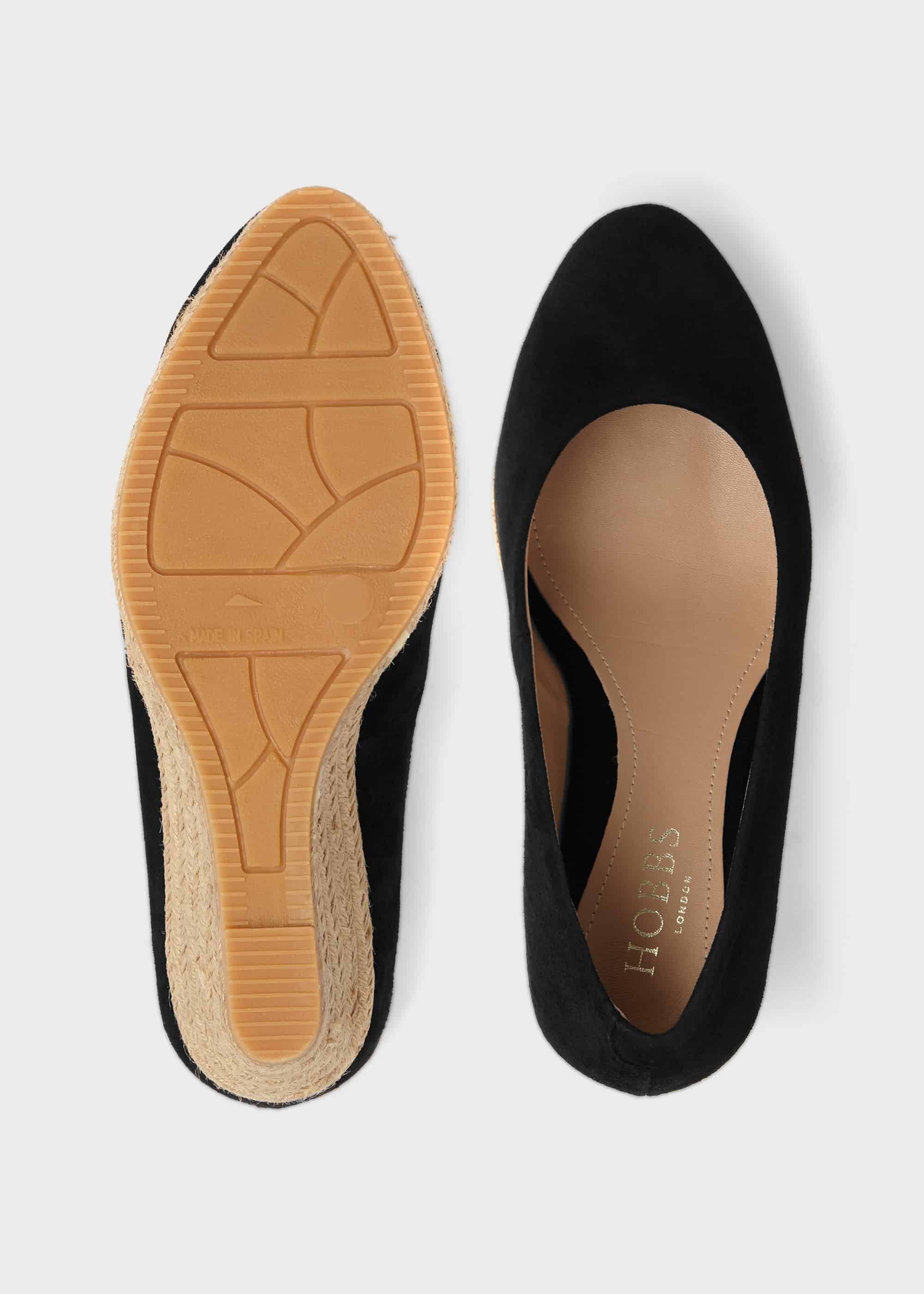 Anna Suede Wedge Espadrilles, Black, hi-res
