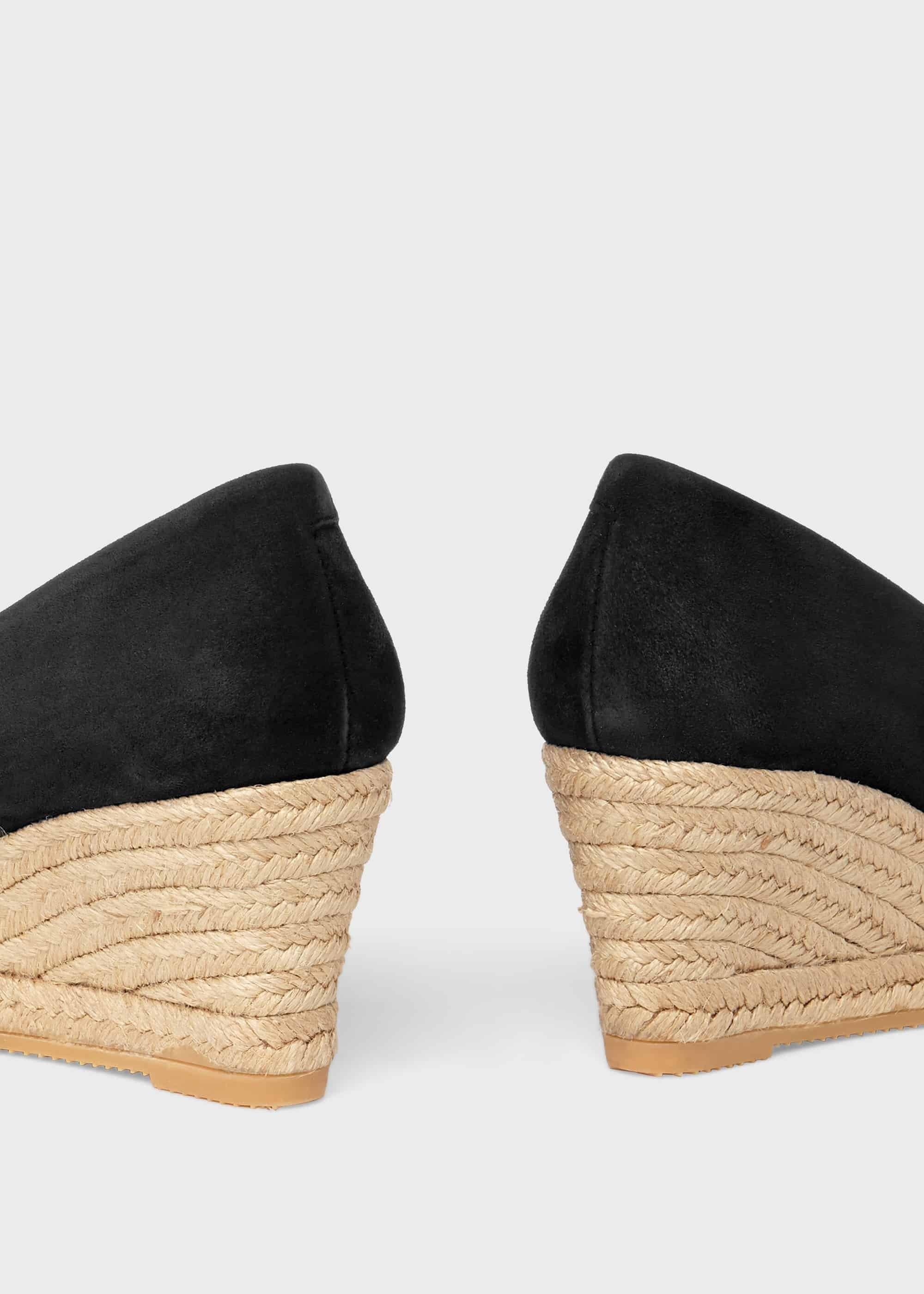 Anna Suede Wedge Espadrilles, Black, hi-res